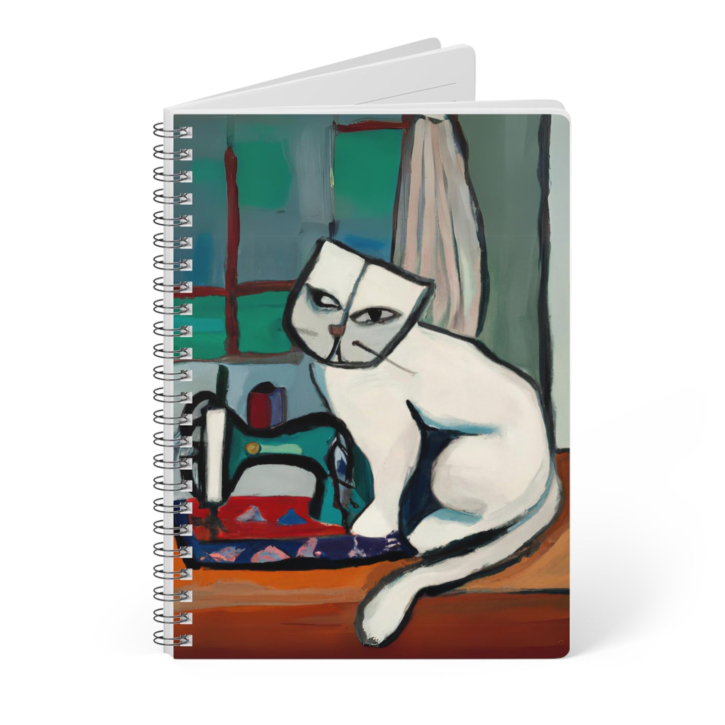 White sewing Cat Notebook