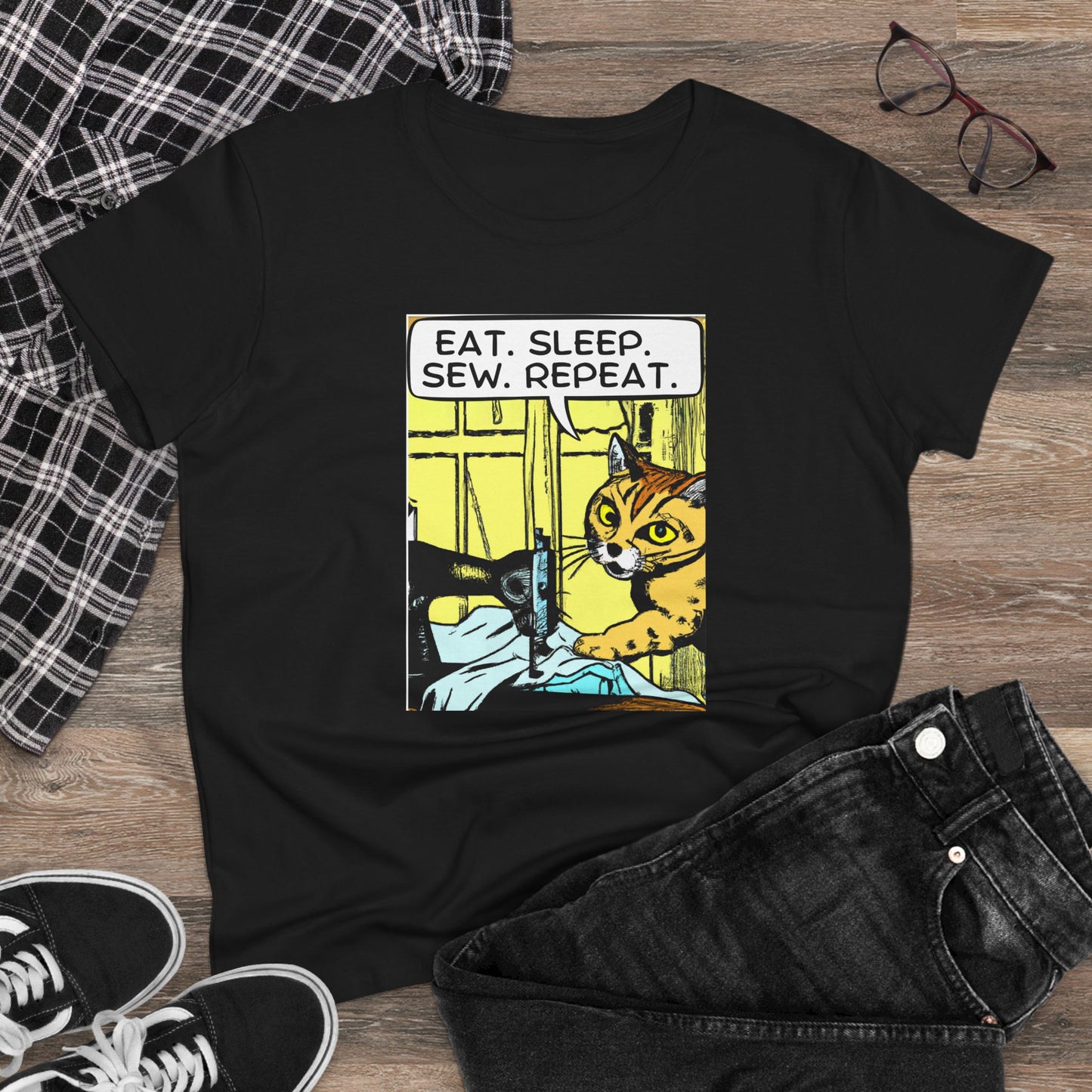 Sewing Enthusiast Cotton Tee - Eat Sleep Sew Repeat