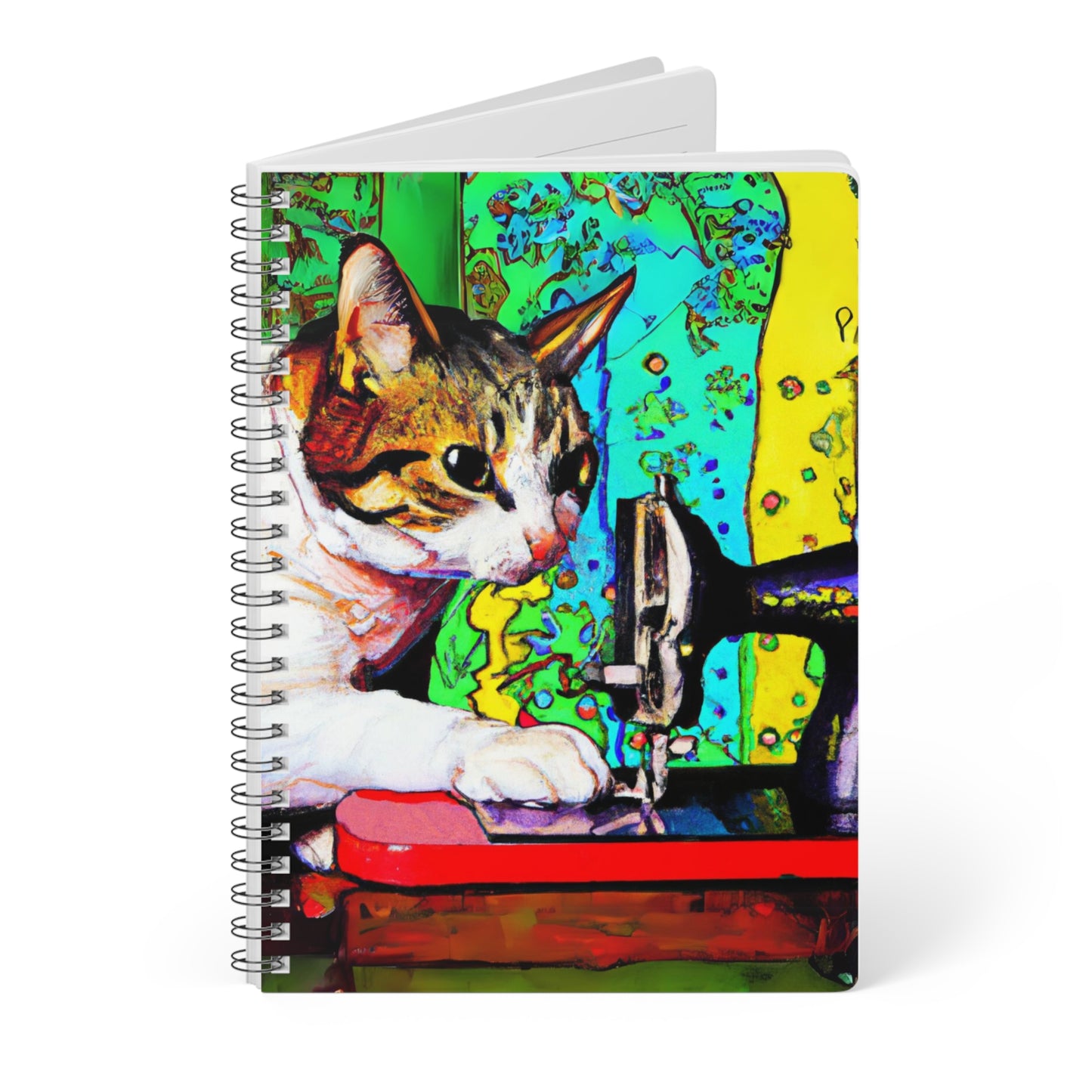 Colorful Sewing Cat Notebook
