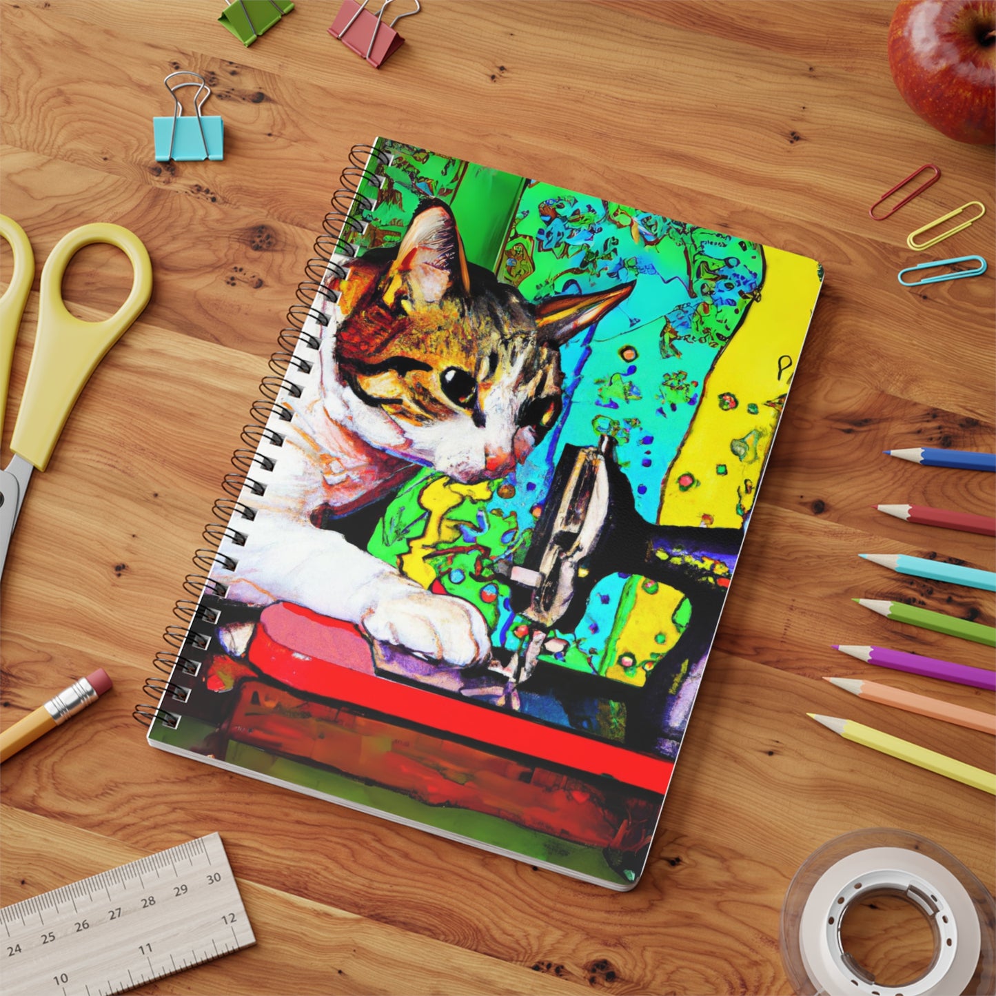 Colorful Sewing Cat Notebook
