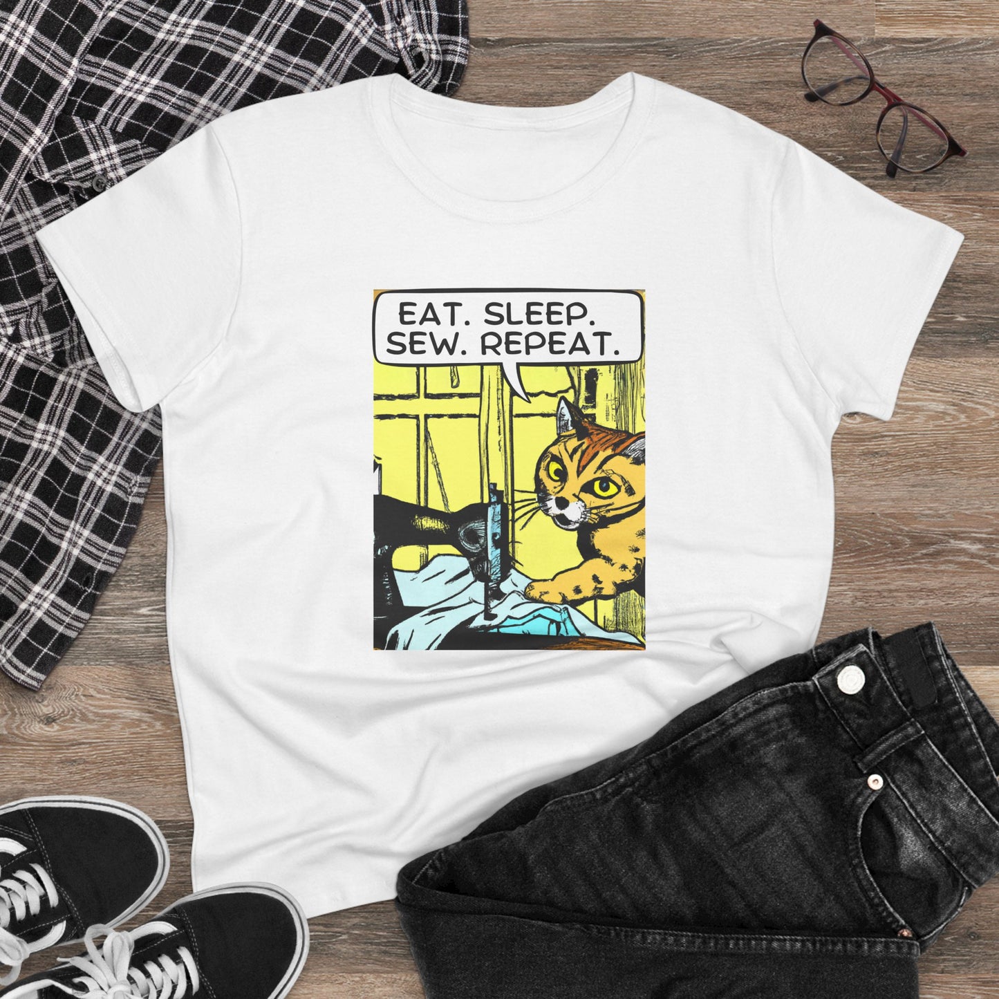 Sewing Enthusiast Cotton Tee - Eat Sleep Sew Repeat