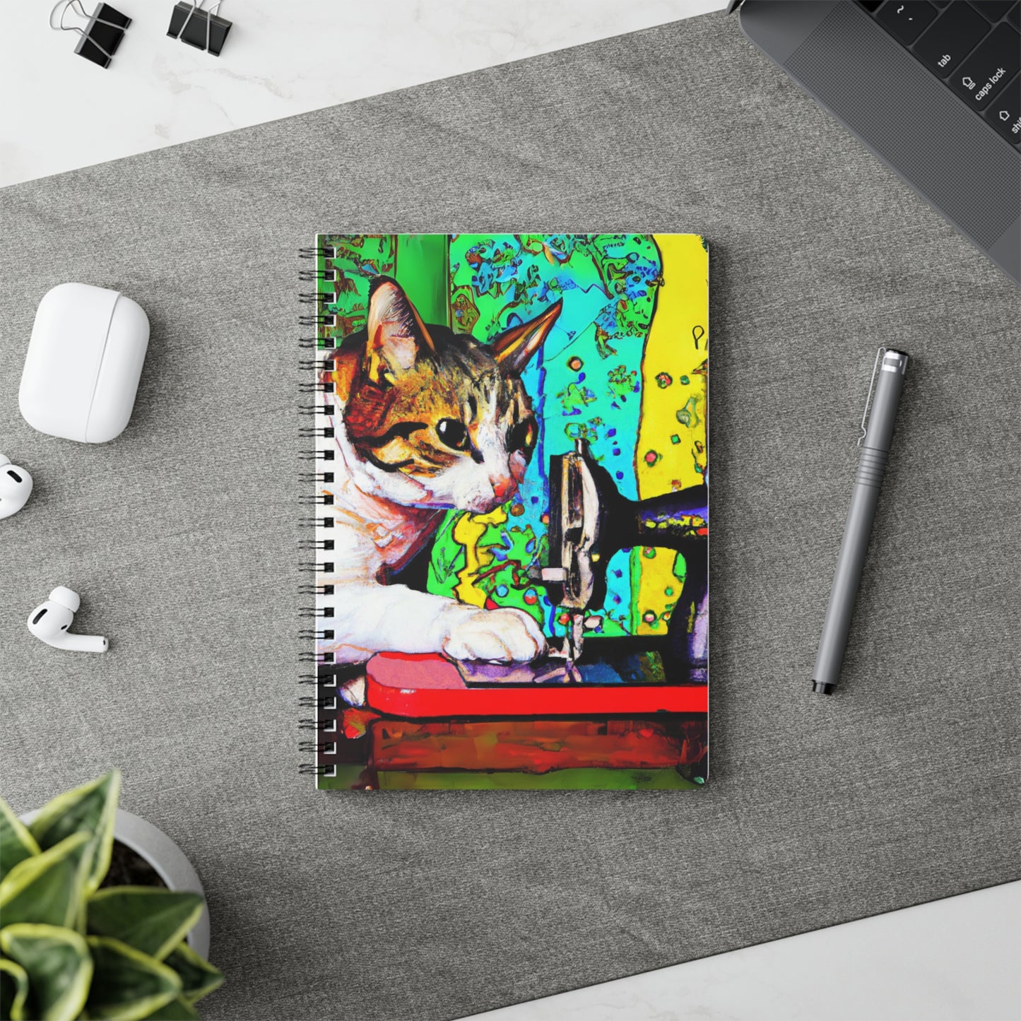 Colorful Sewing Cat Notebook