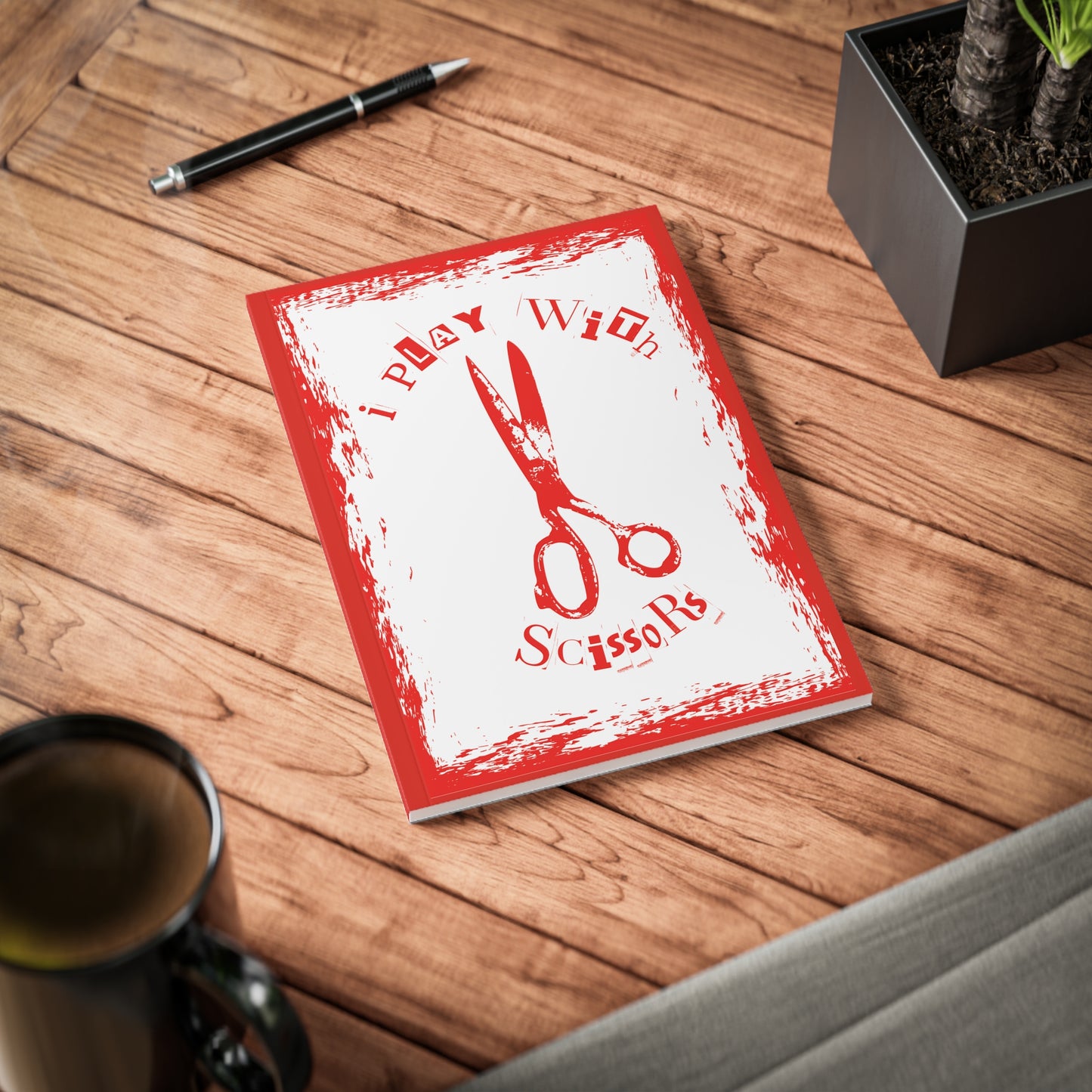 I Play with Scissors Softcover Notebook Red