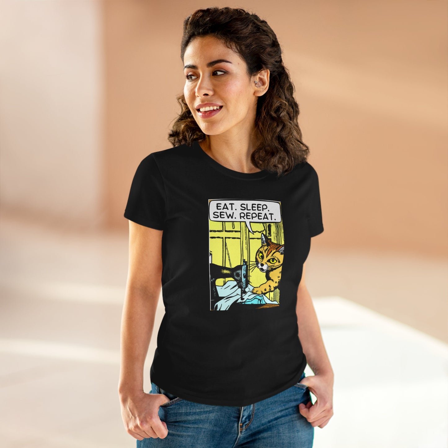 Sewing Enthusiast Cotton Tee - Eat Sleep Sew Repeat