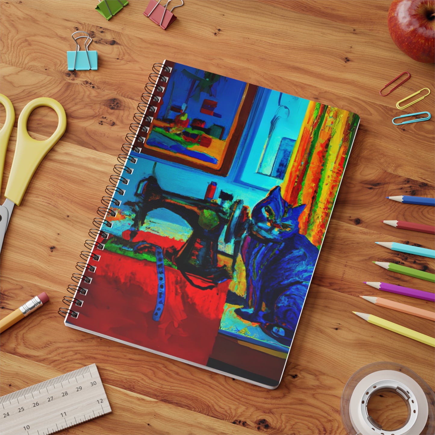 Blue Sewing Cat A5 Notebook
