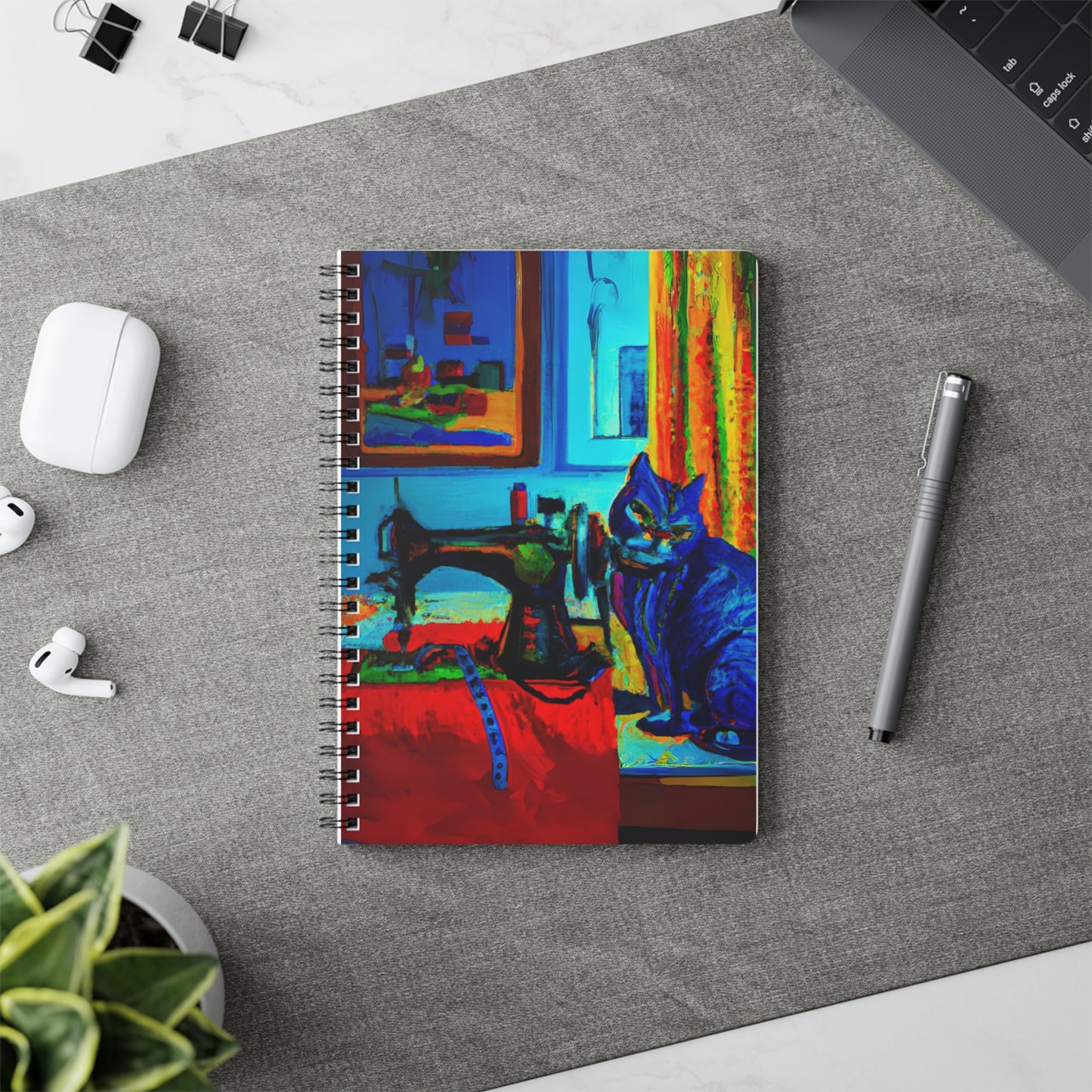 Blue Sewing Cat A5 Notebook