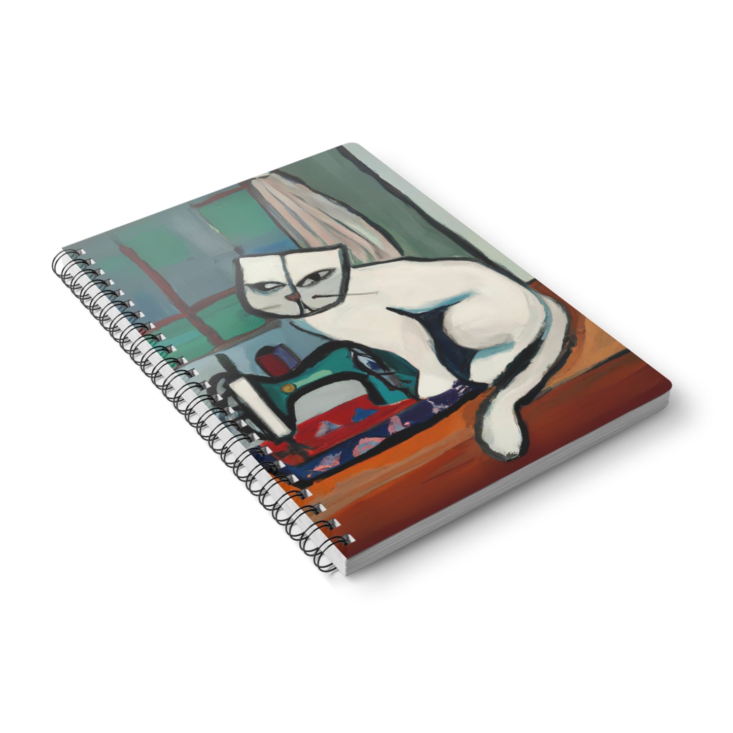 White sewing Cat Notebook