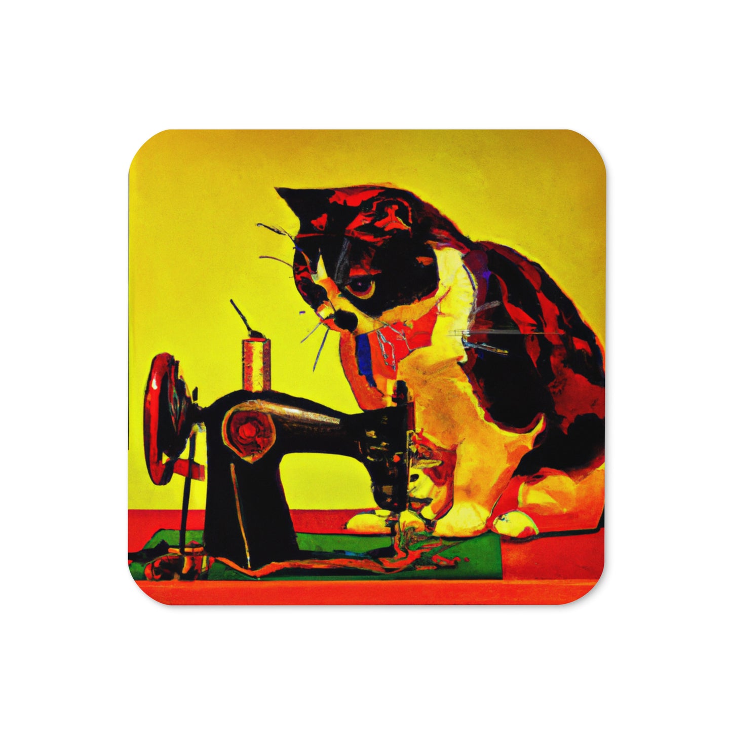 Sewing Cat 23 Cork-back Coaster