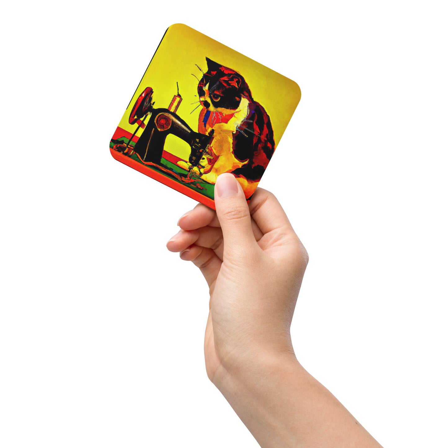 Sewing Cat 23 Cork-back Coaster