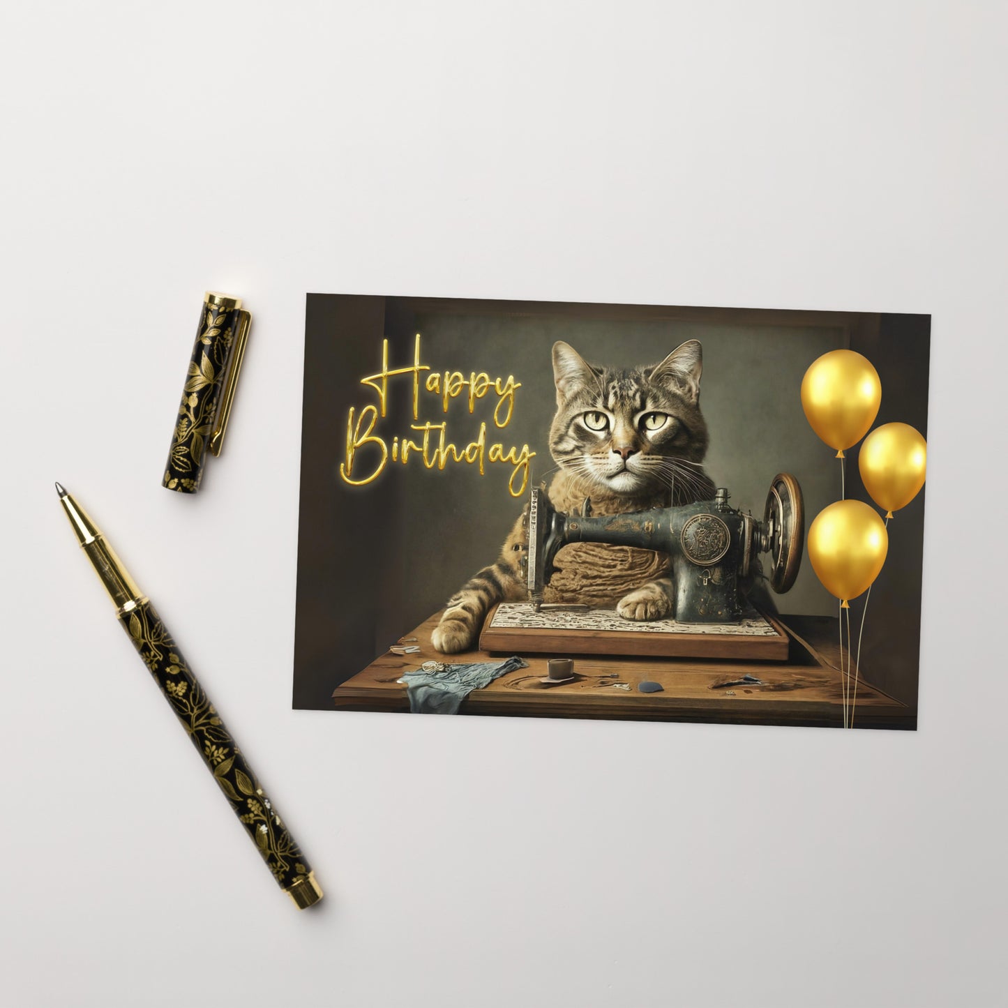 Sewing Bro Gold Birthday Card