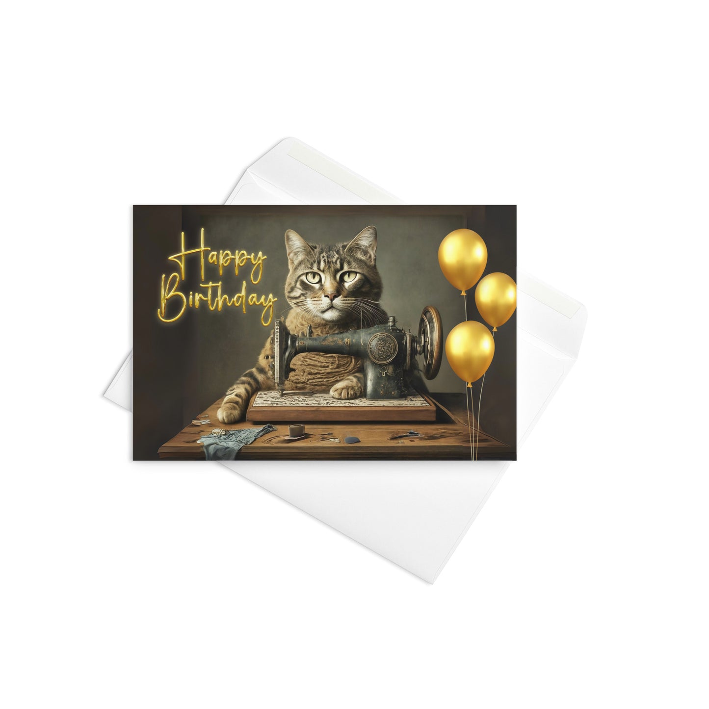 Sewing Bro Gold Birthday Card