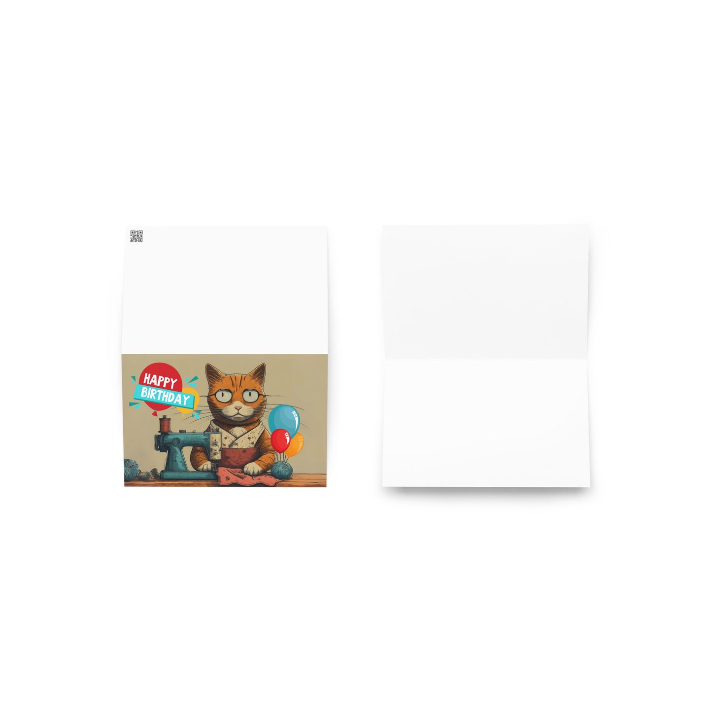 Seamstress Cat Birthday Card