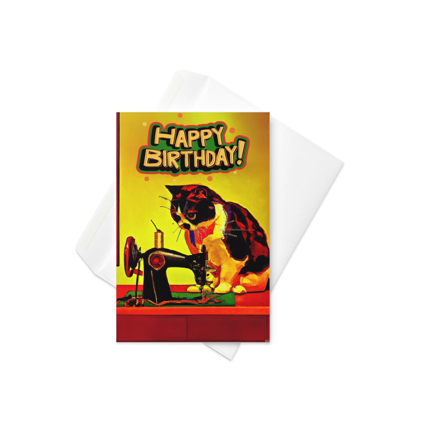 Sewing Cat 23 Birthday Card