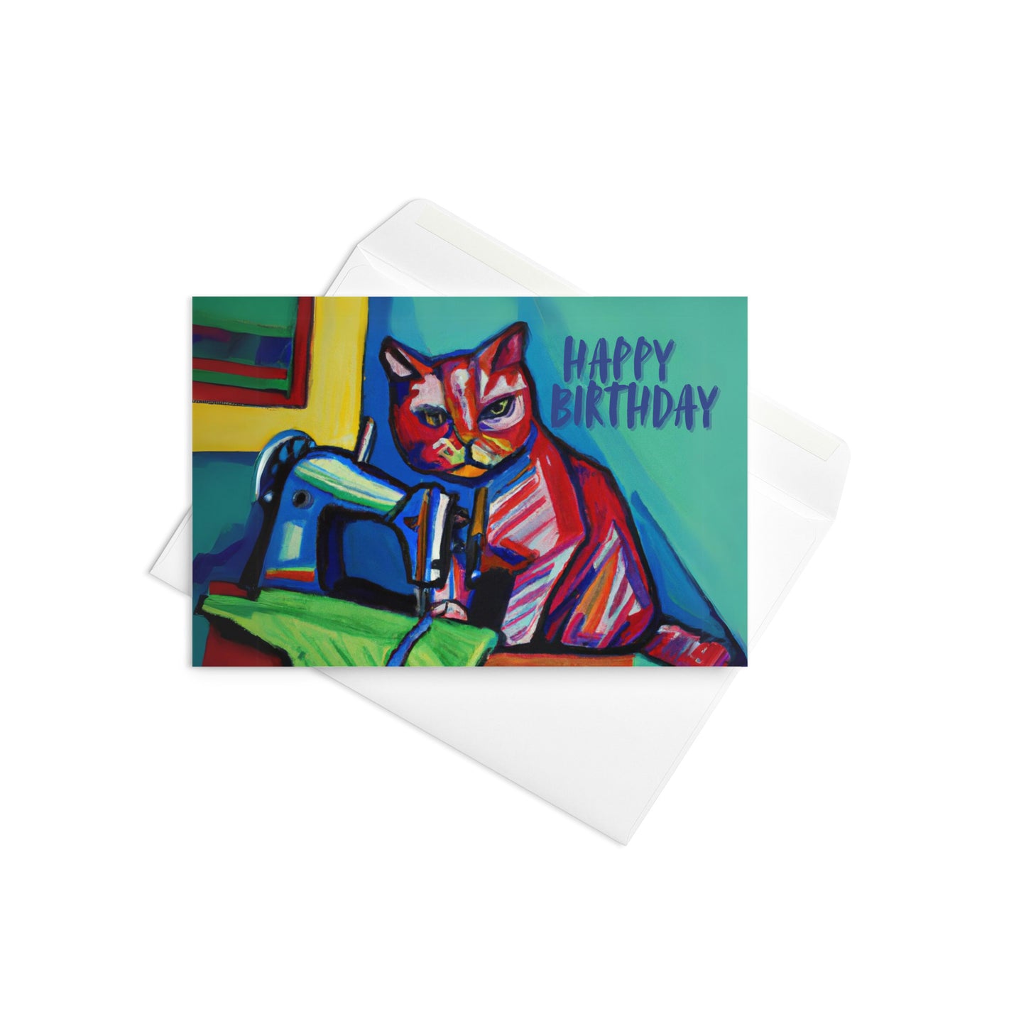 Sewing Cat 25 Birthday Card
