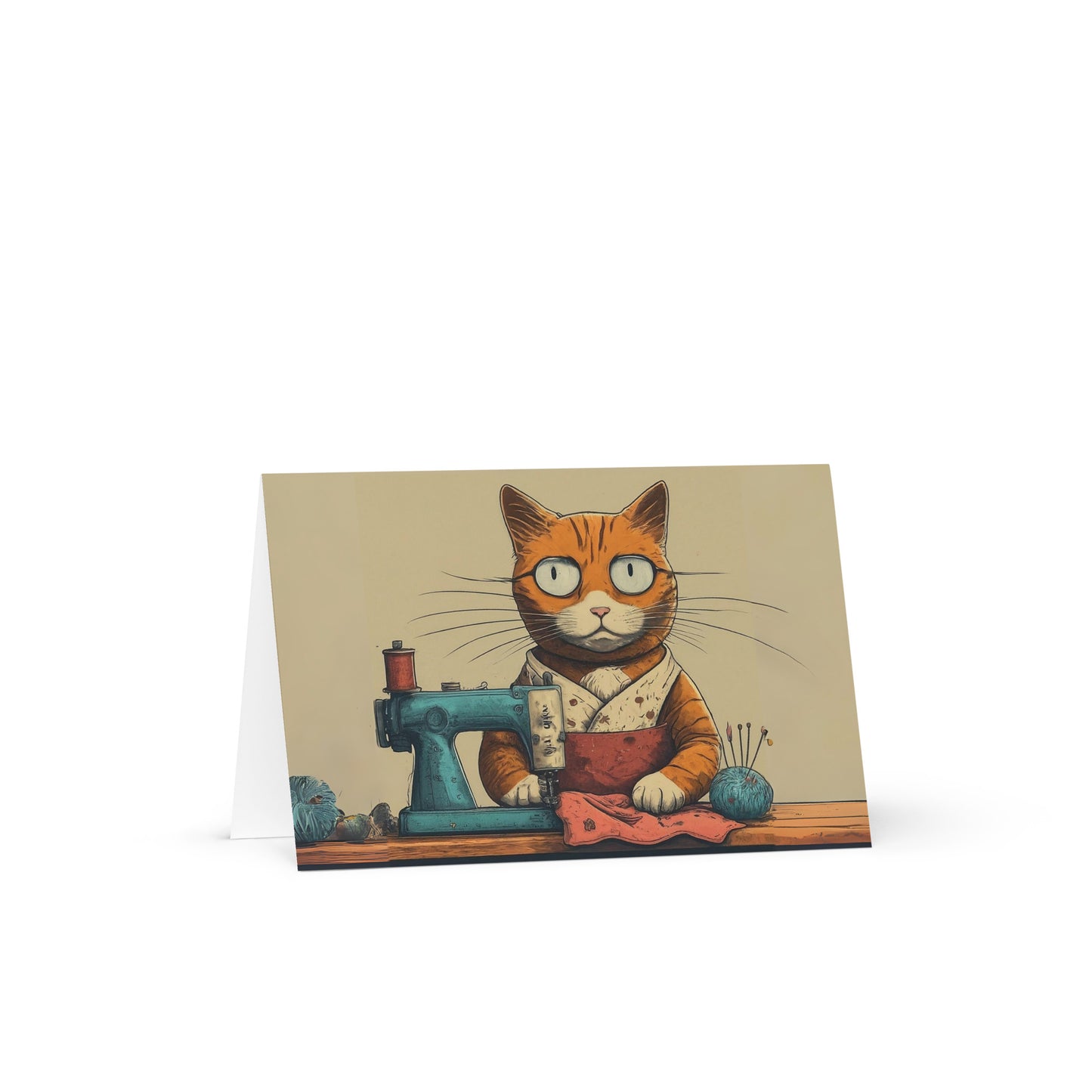 Seamstress Cat Blank Card