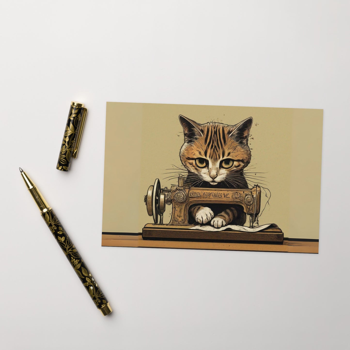 Serious Sewing Cat Blank Card