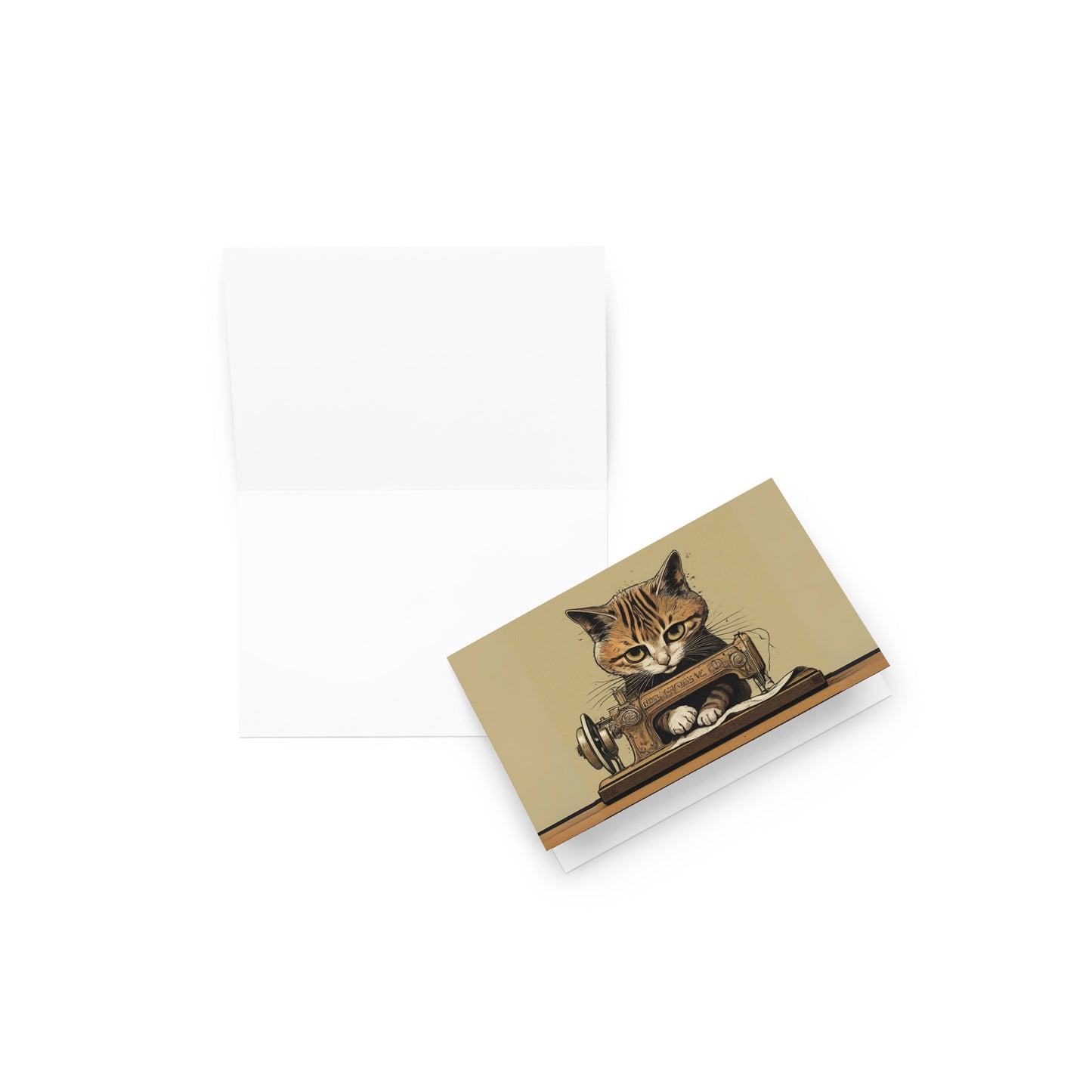 Serious Sewing Cat Blank Card