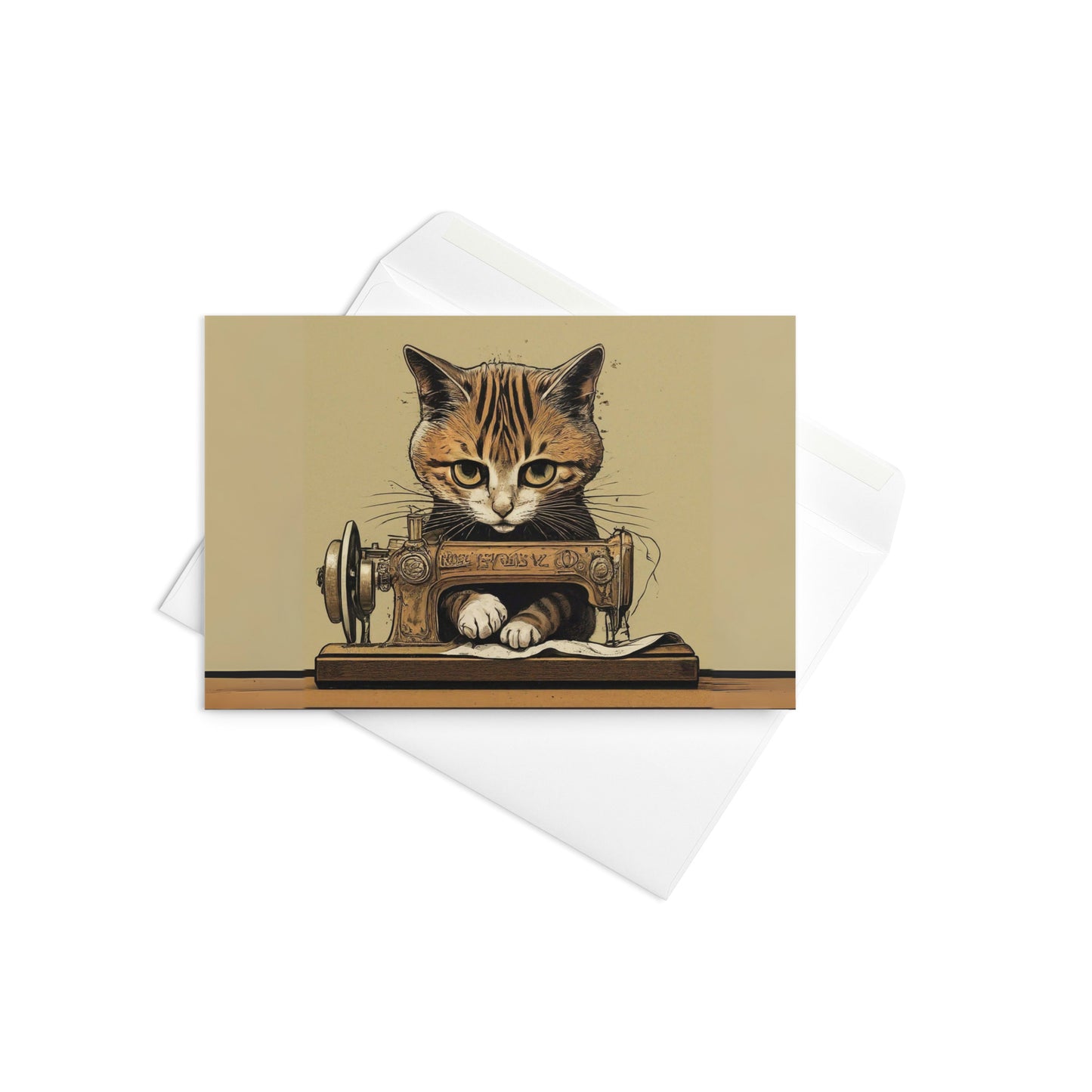 Serious Sewing Cat Blank Card