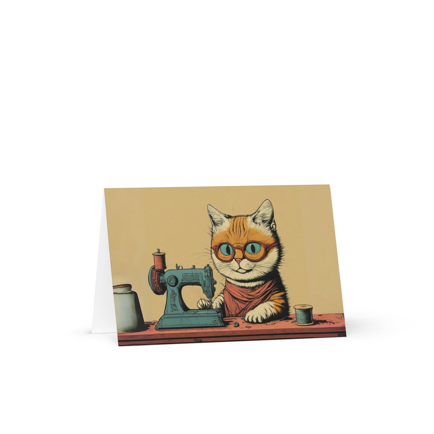 Sewing Cat Blank Card