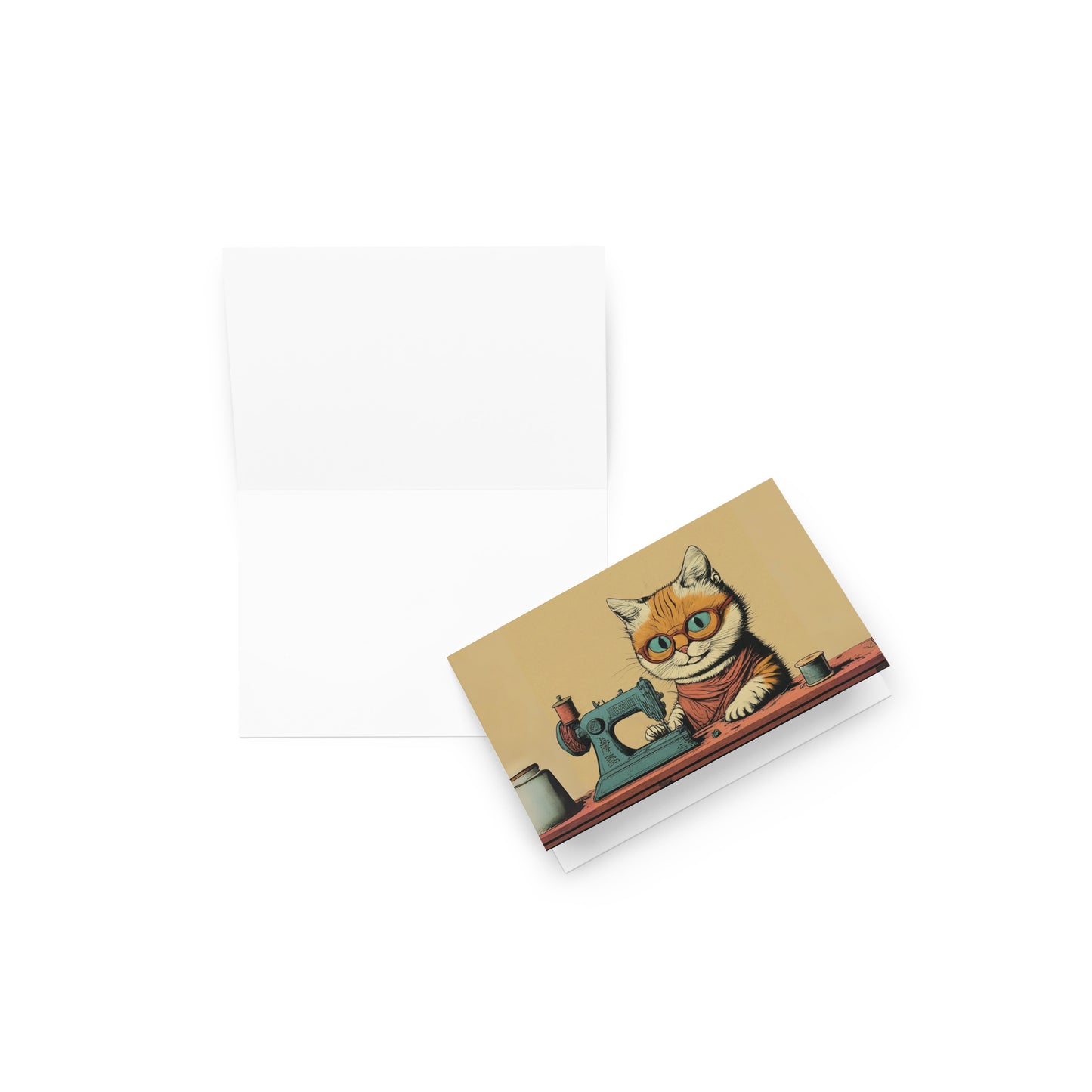 Sewing Cat Blank Card