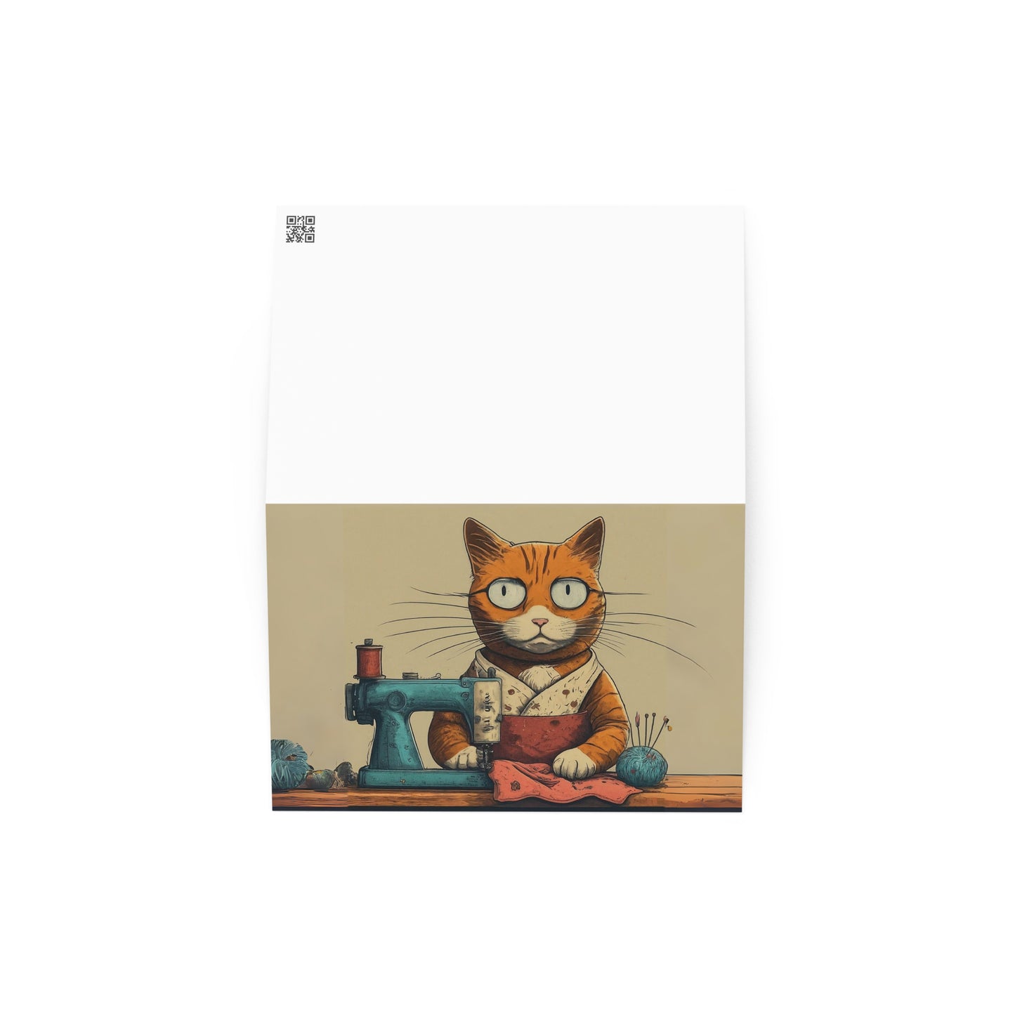 Seamstress Cat Blank Card