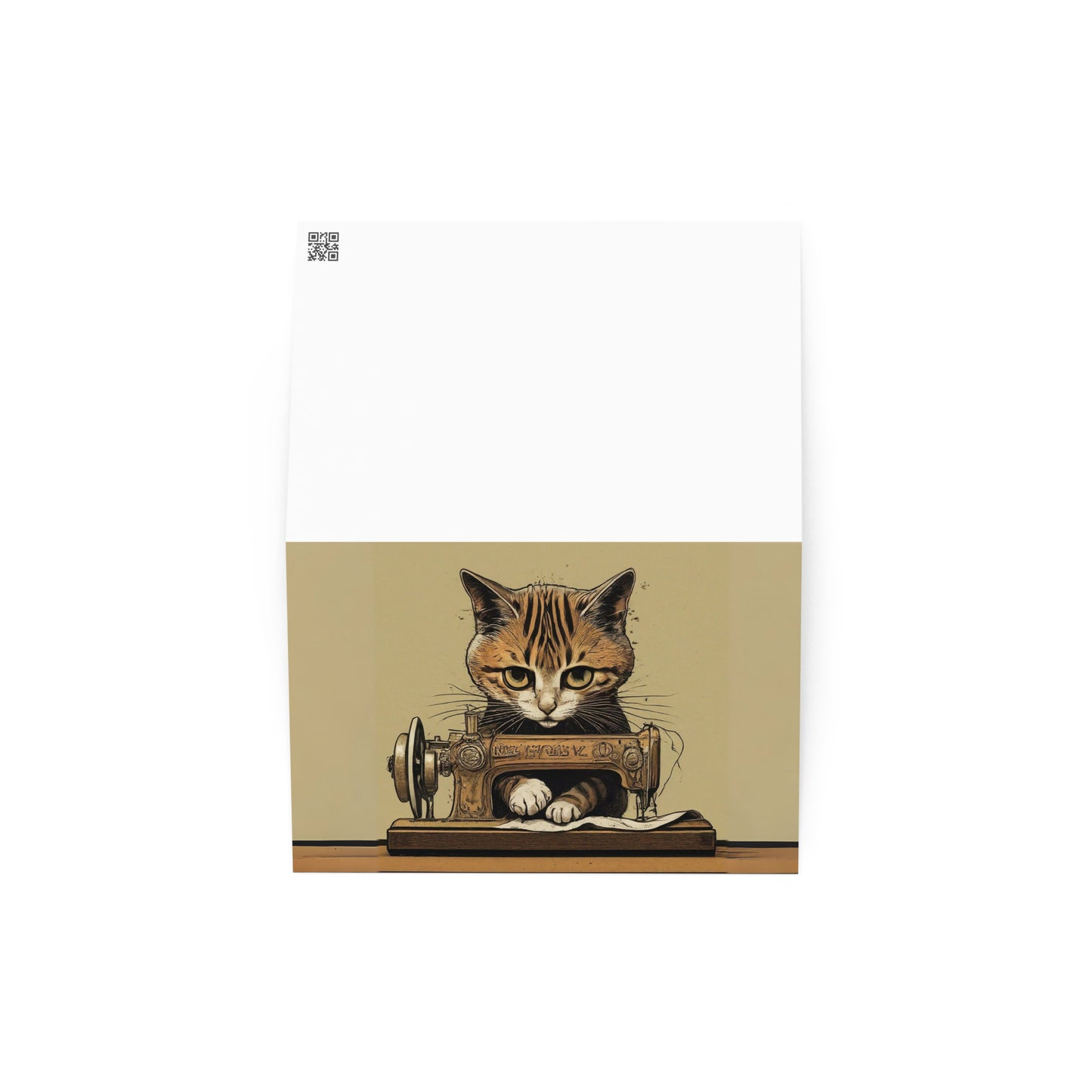 Serious Sewing Cat Blank Card
