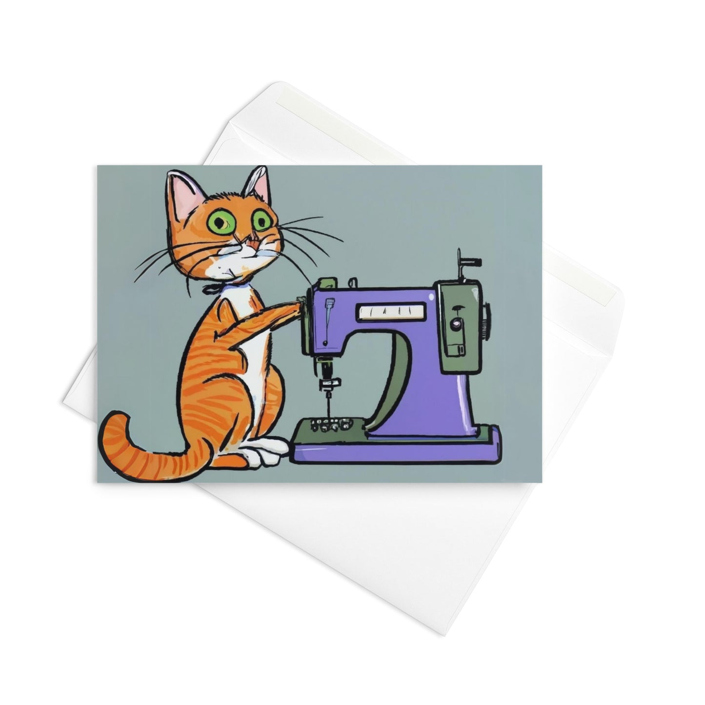 Sewing Cats Greeting card, birthday card for sewing enthusiast, teacher appreciation card, thank you card for cat loving friend