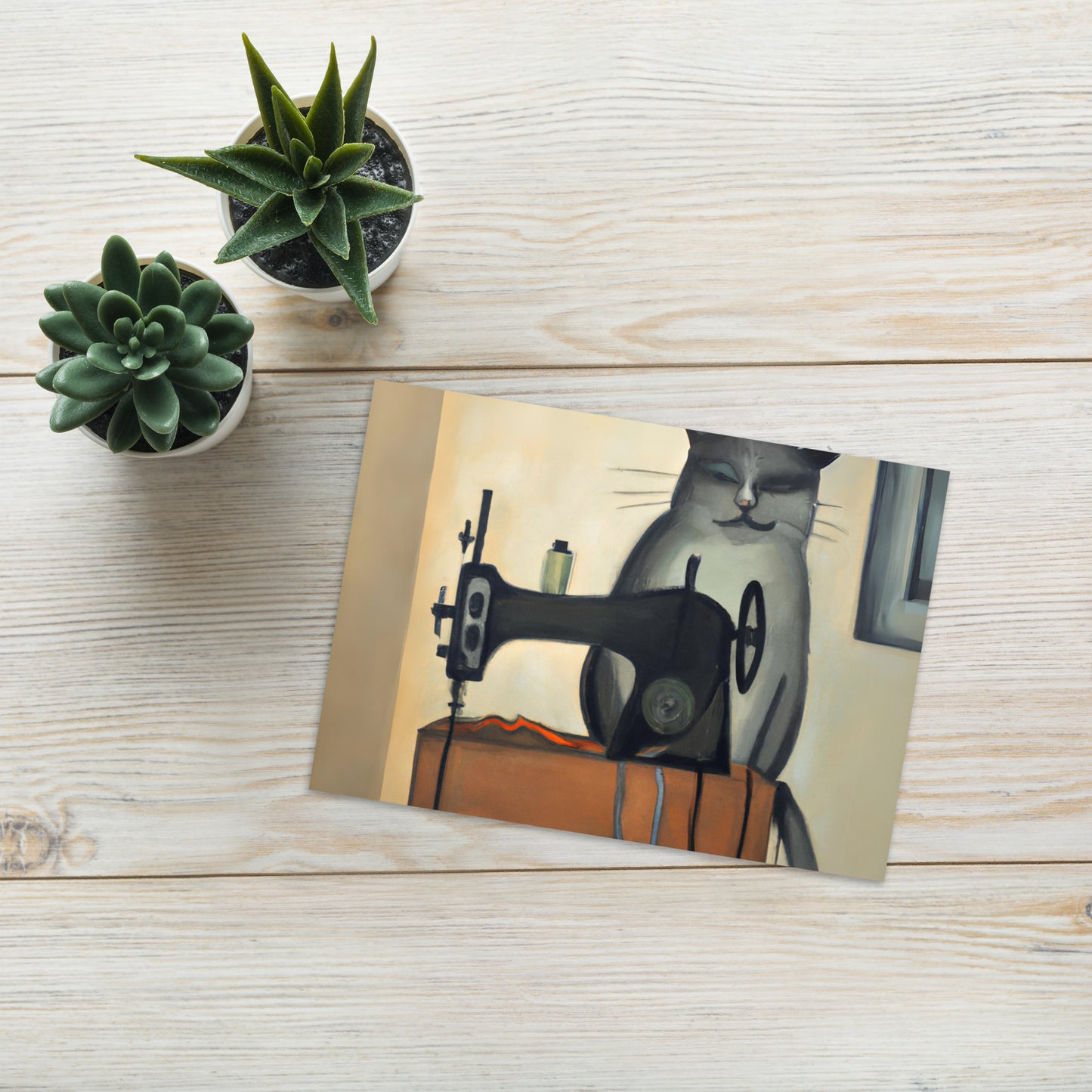 Greeting Card for any occasions with "sewing cat" design - perfect gift for people who love to sew