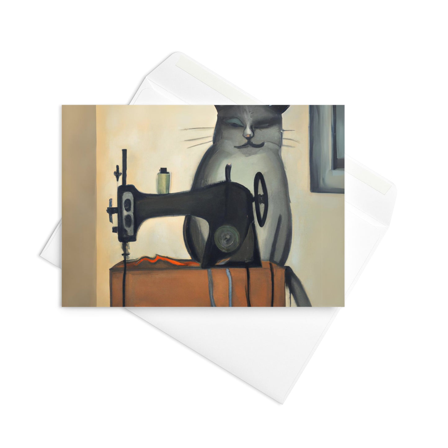 Greeting Card for any occasions with "sewing cat" design - perfect gift for people who love to sew