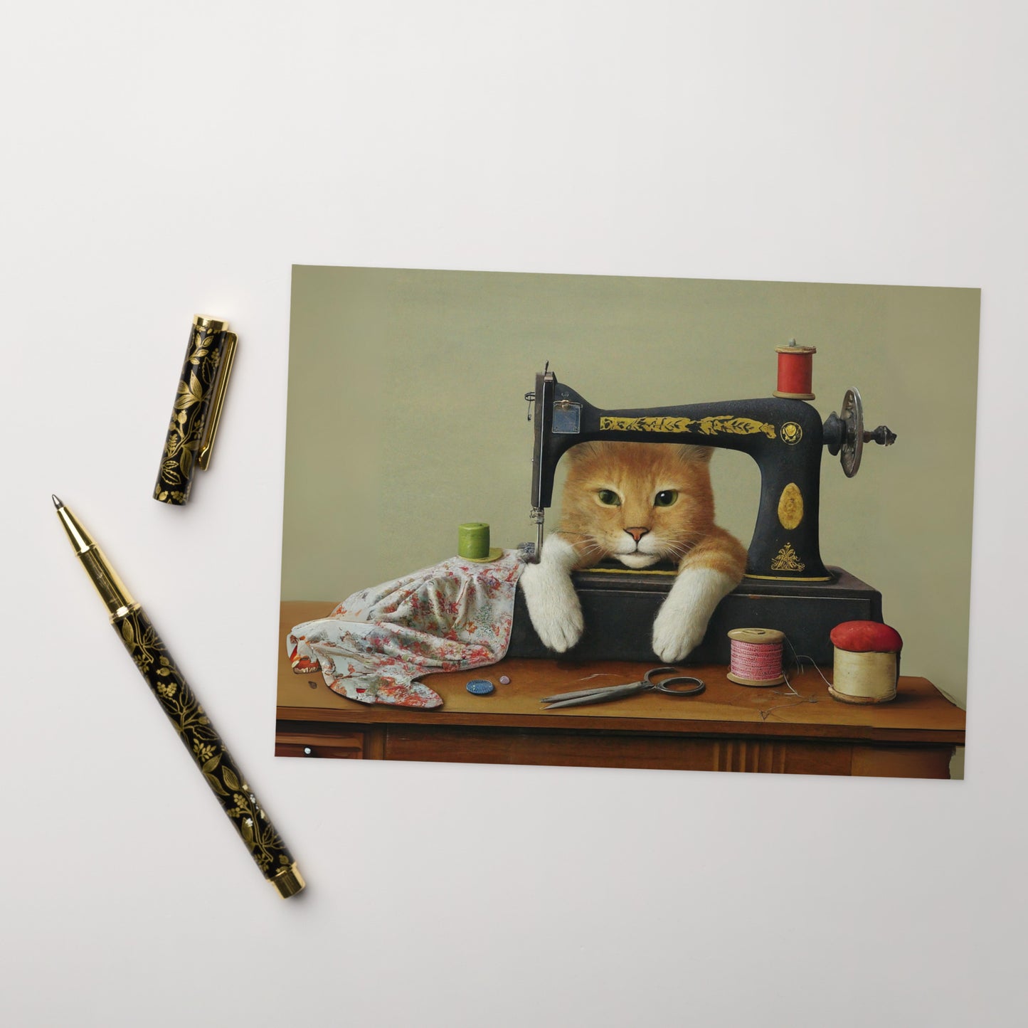 Sewing Cat 28 Greeting Card