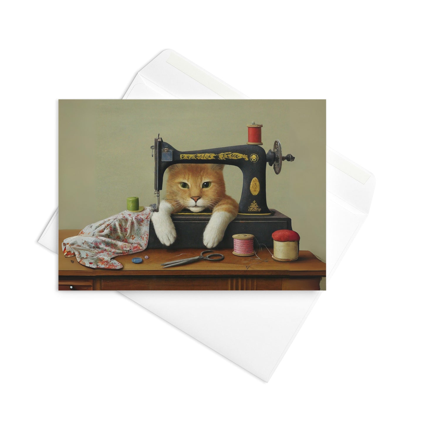 Sewing Cat 28 Greeting Card