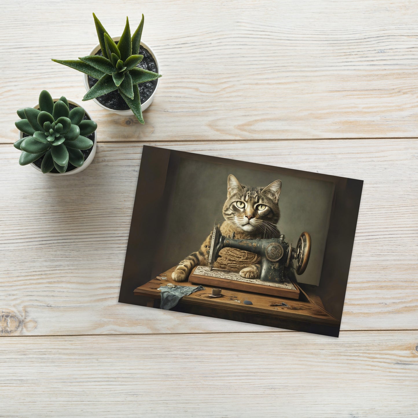Sewing Cat 32 Greeting Card