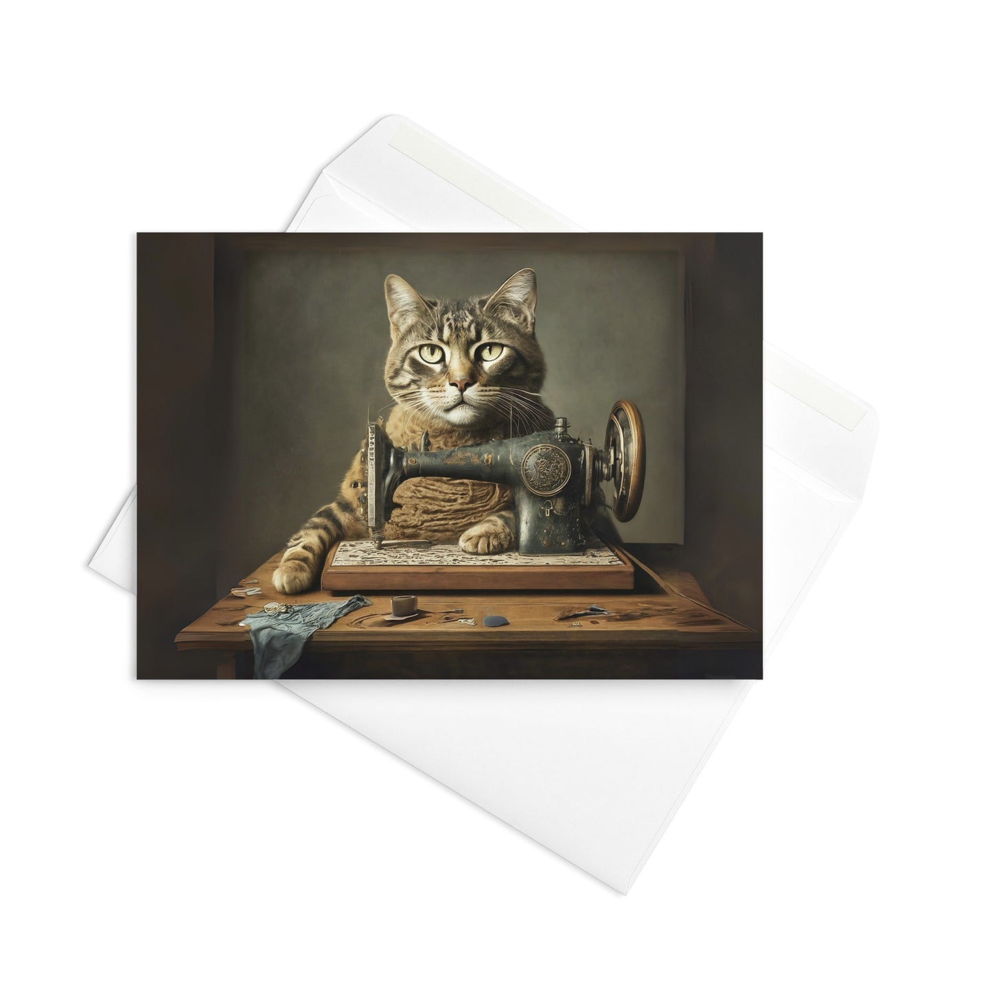 Sewing Cat 32 Greeting Card