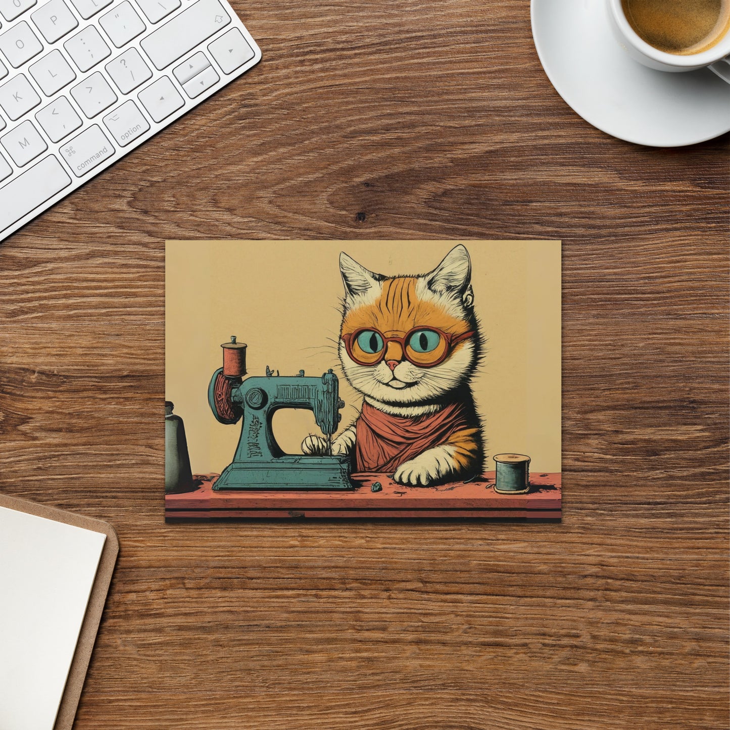 Sewing Cat Greeting Card