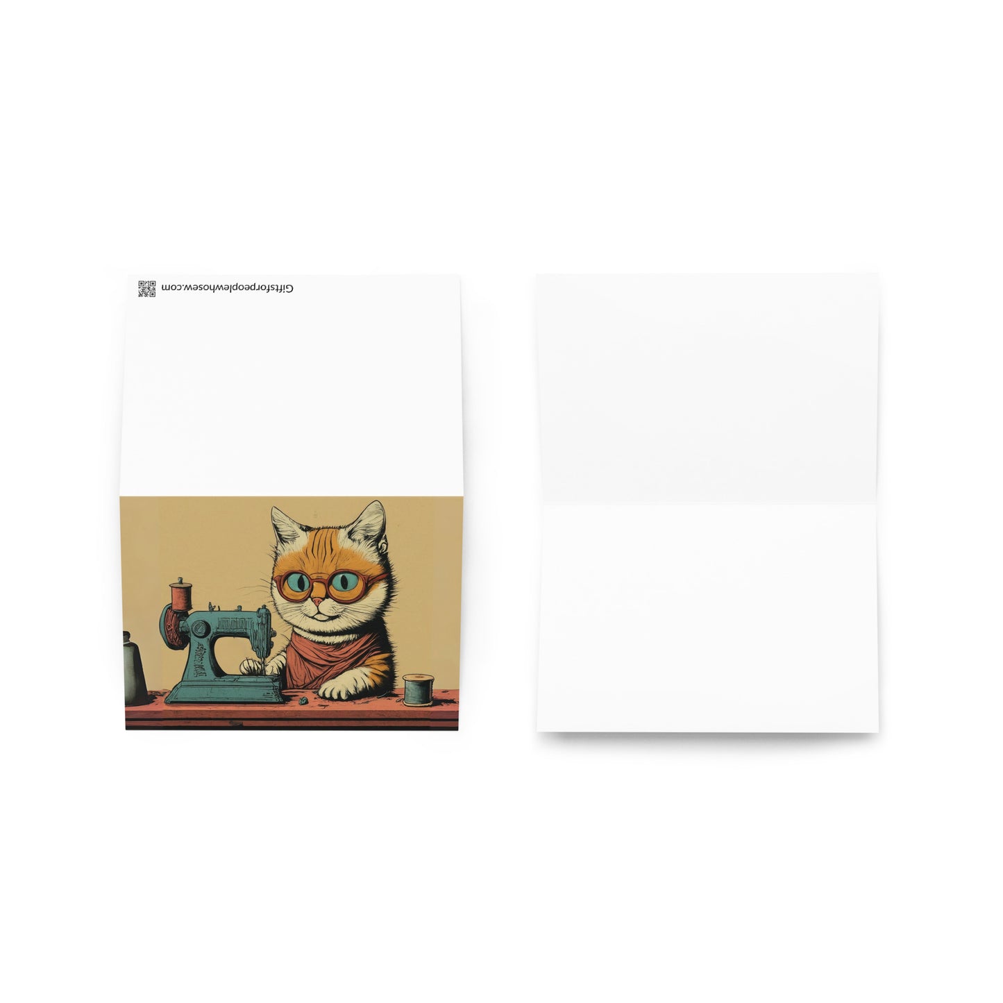 Sewing Cat Greeting Card