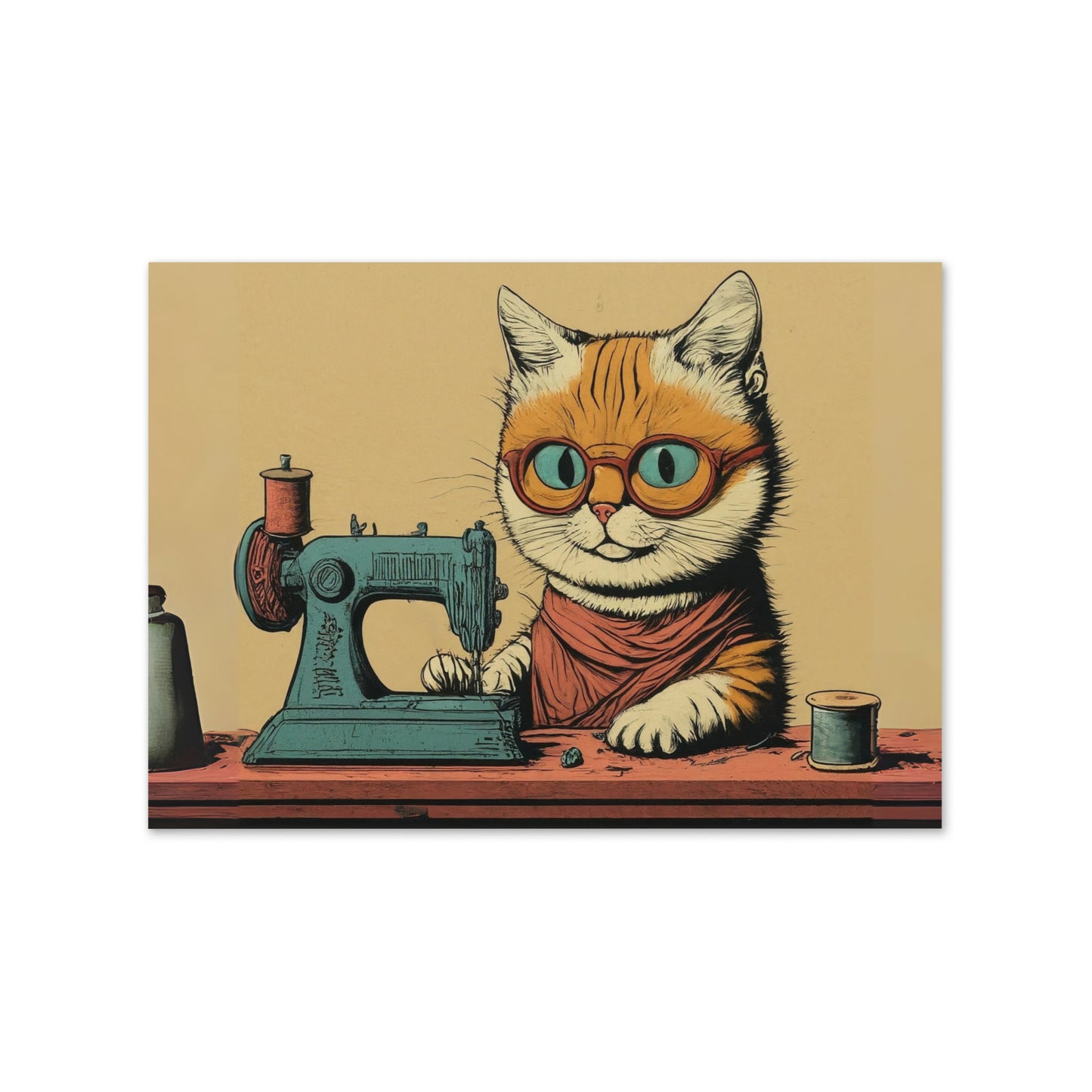 Sewing Cat Greeting Card