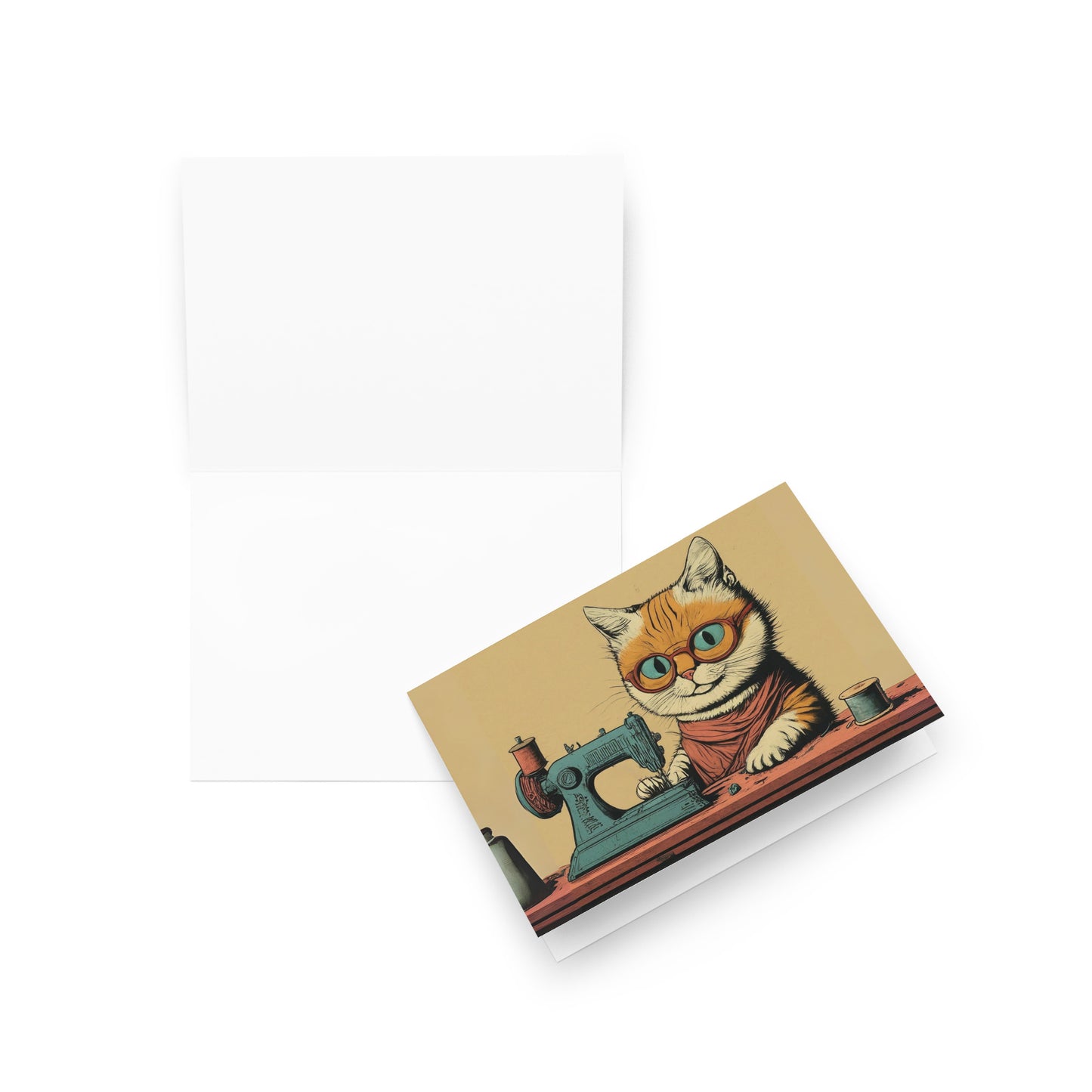 Sewing Cat Greeting Card