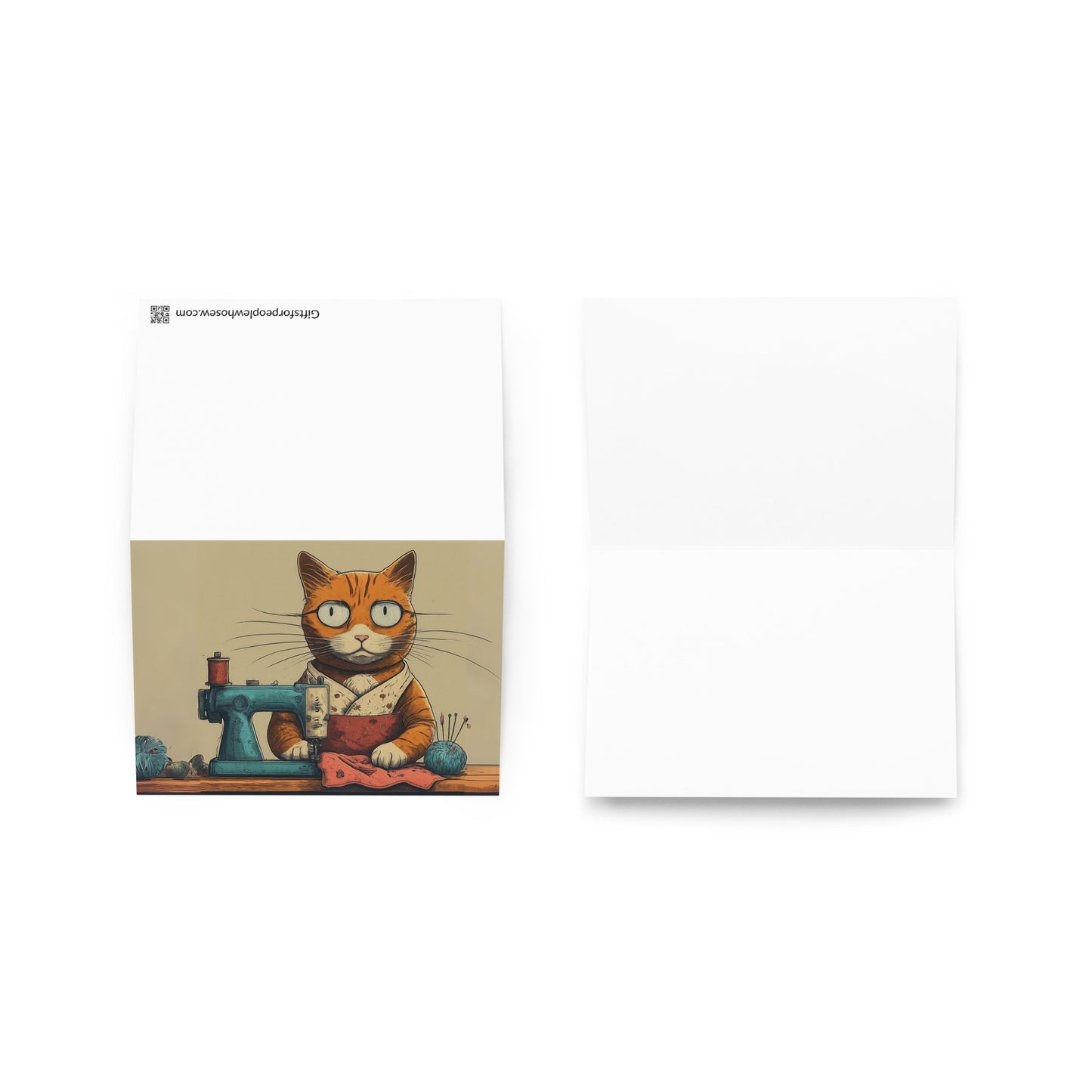 Seamstress Cat Greeting Card