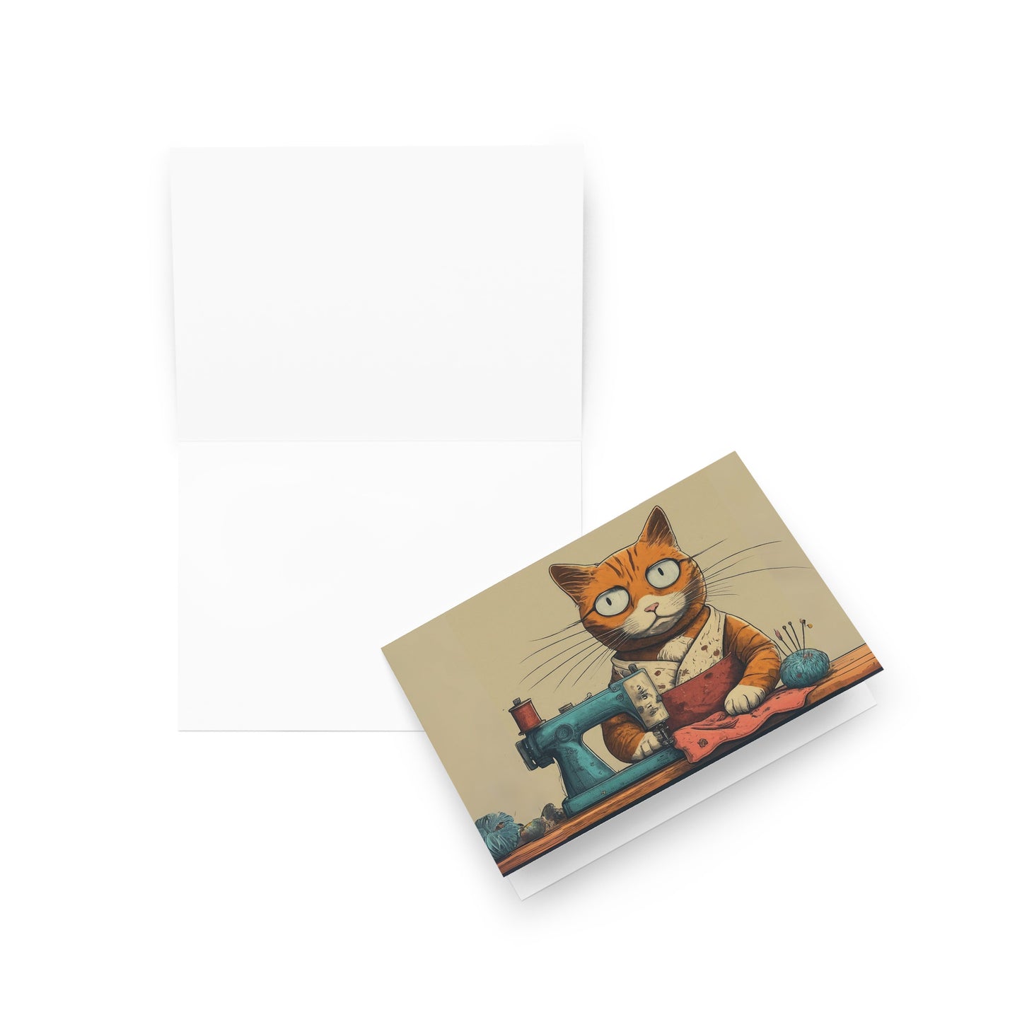 Seamstress Cat Greeting Card