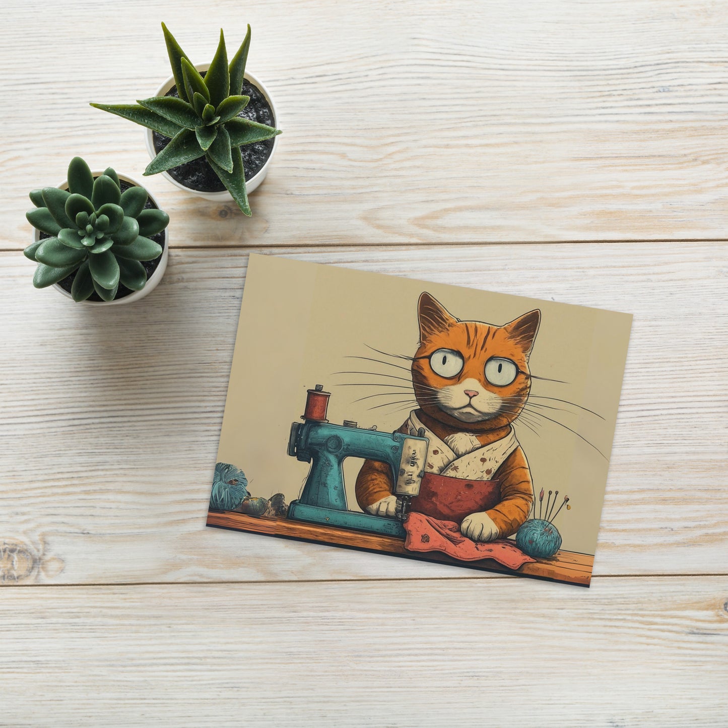 Seamstress Cat Greeting Card