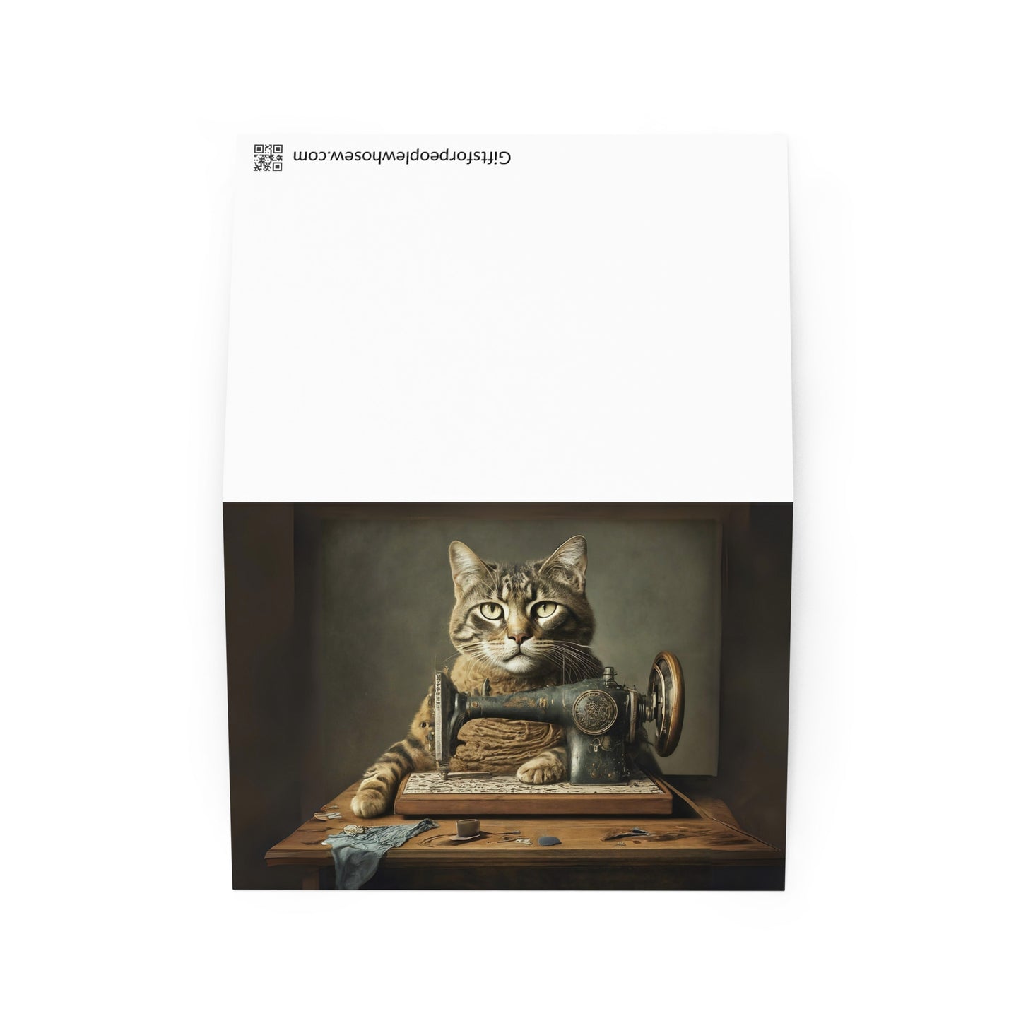 Sewing Cat 32 Greeting Card