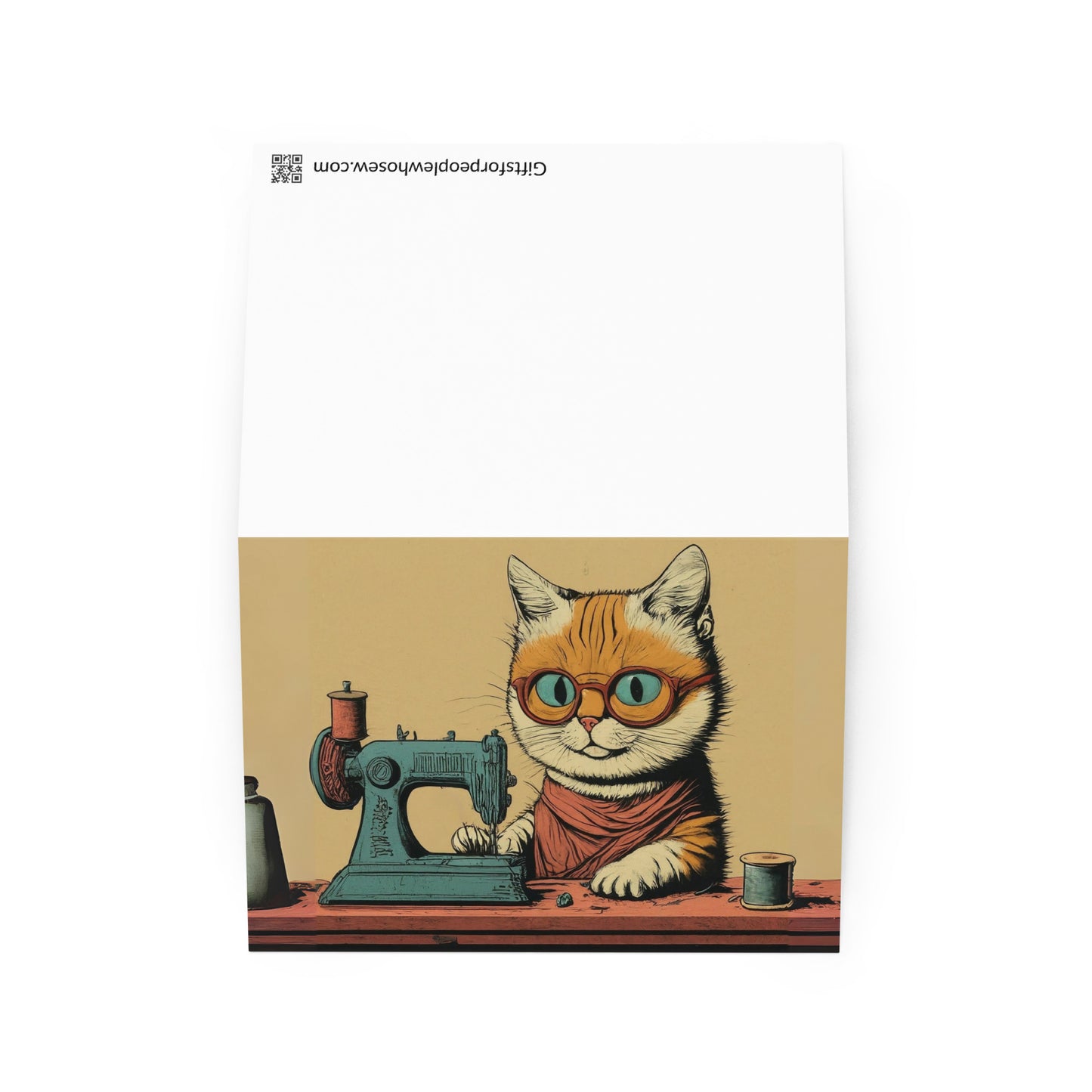 Sewing Cat Greeting Card