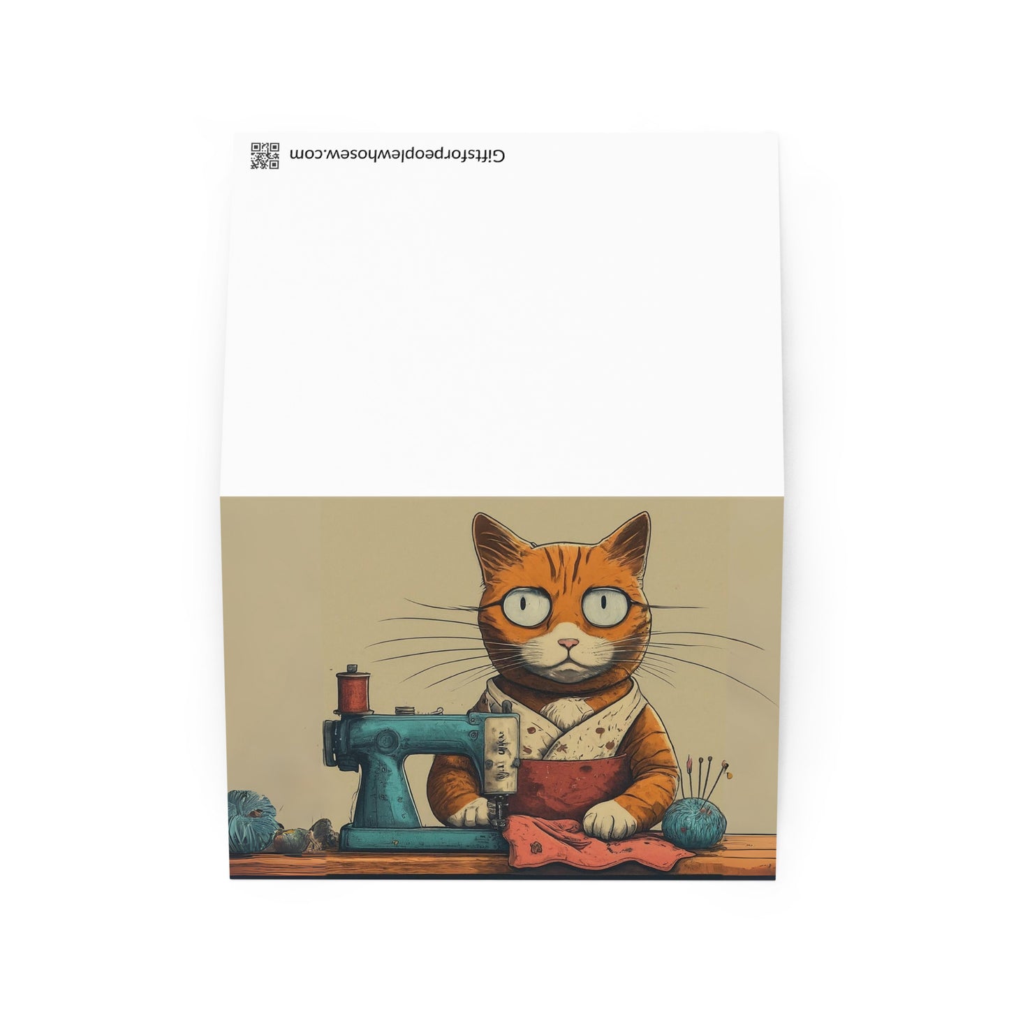 Seamstress Cat Greeting Card