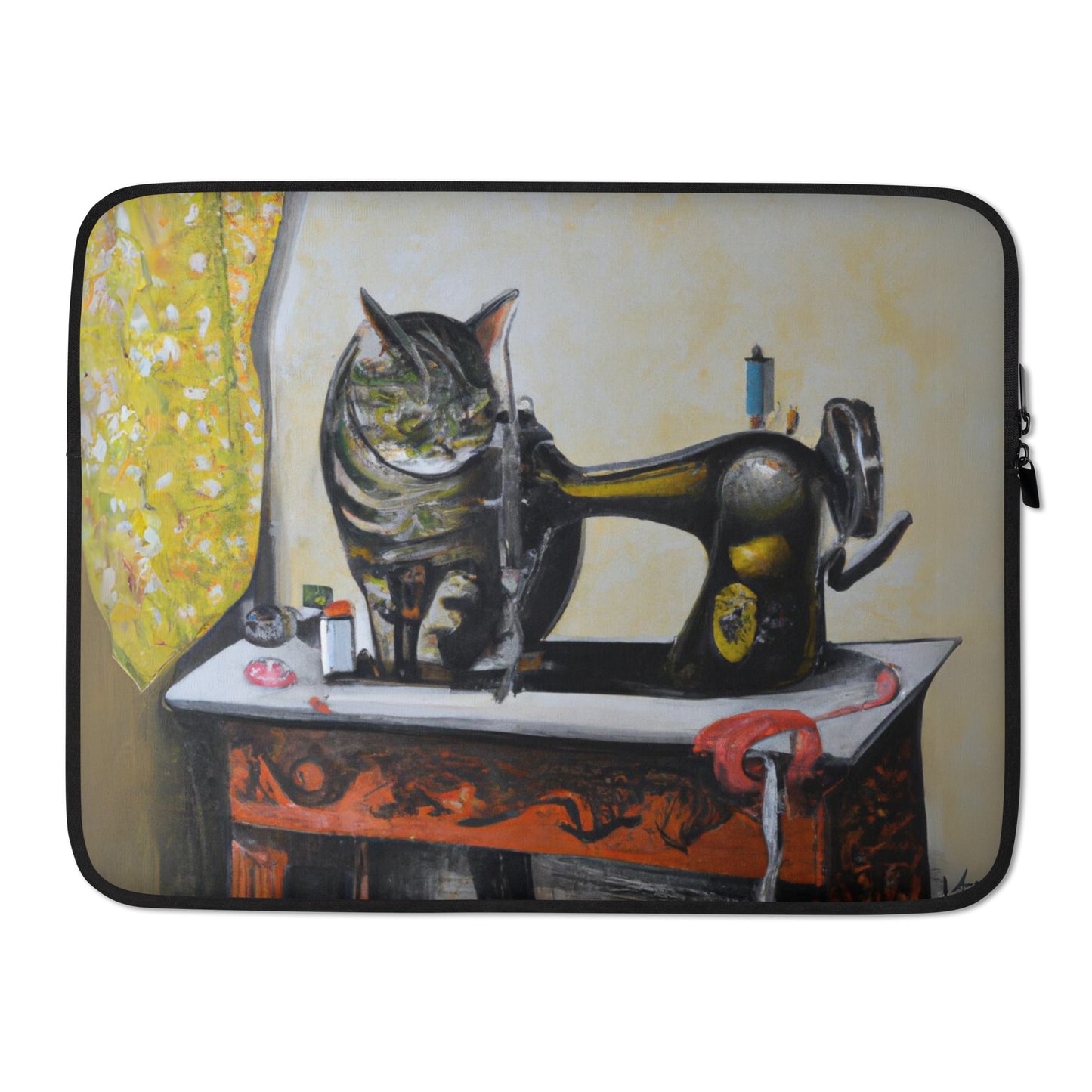 Laptop Sleeve with "Sewing Cat" design - The Perfect Gift for People who Love to Sew