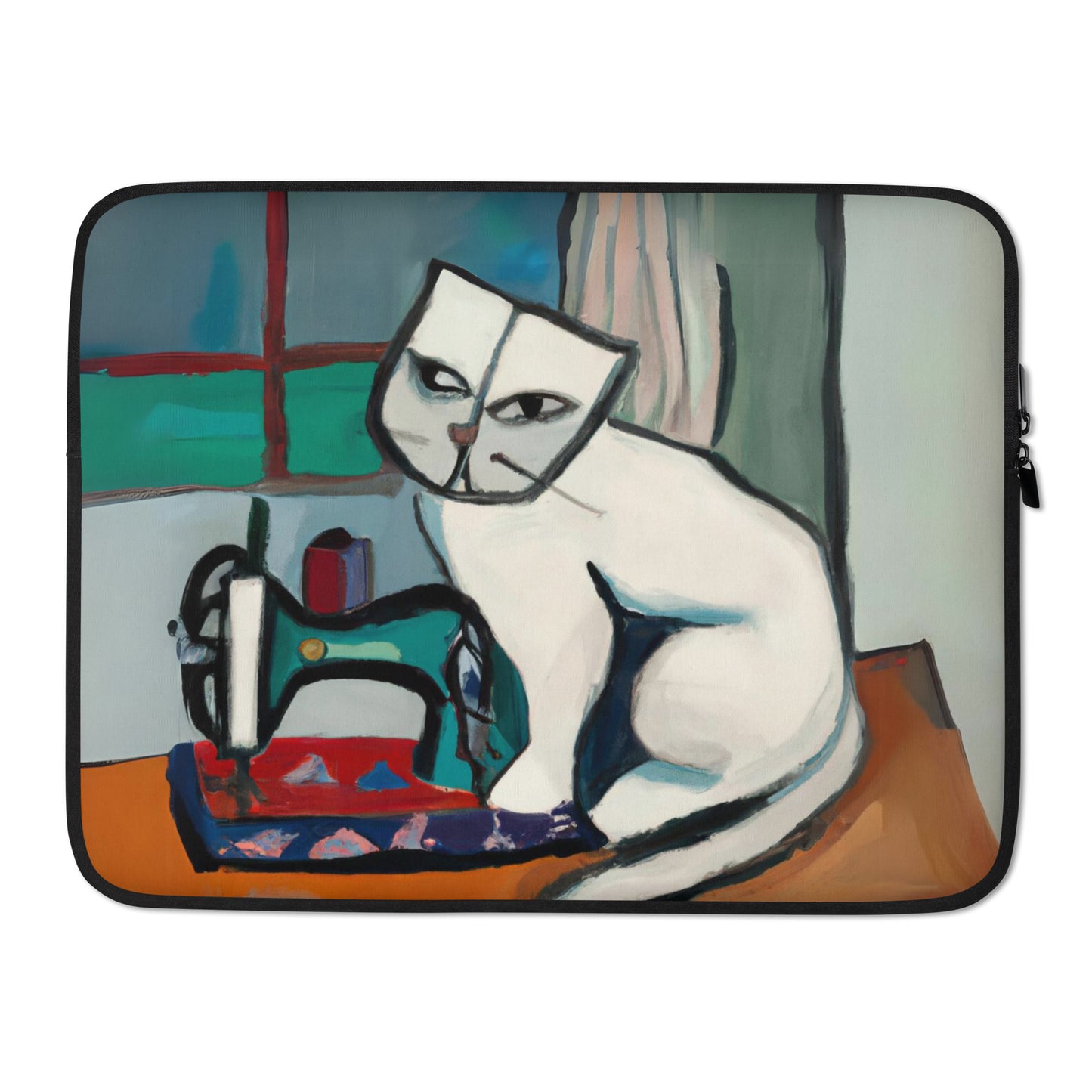 Laptop Sleeve with "Sewing Cat" design - The Perfect Gift for People who Love to Sew