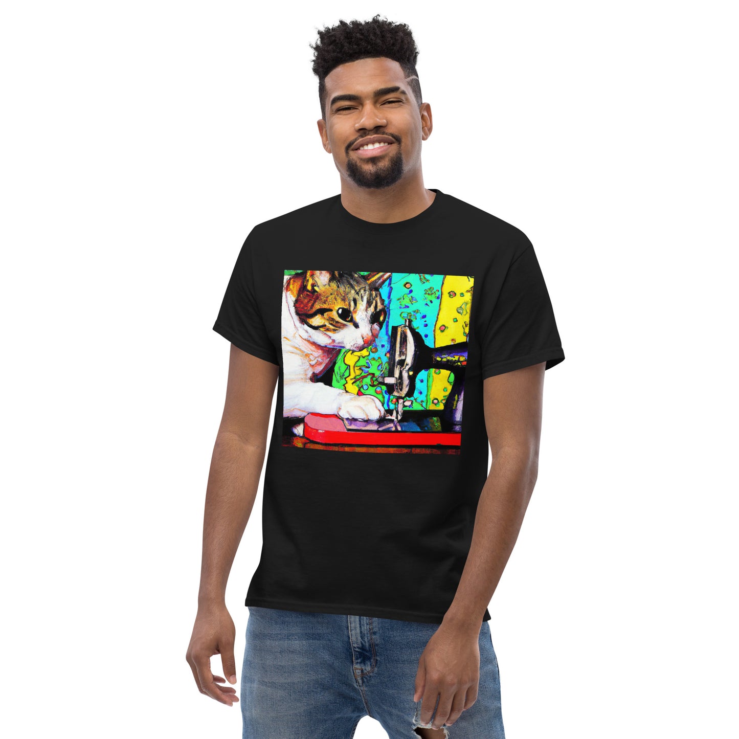 Men's T-shirt with "Sewing Cat" design – The Perfect Gift for People who Love to Sew