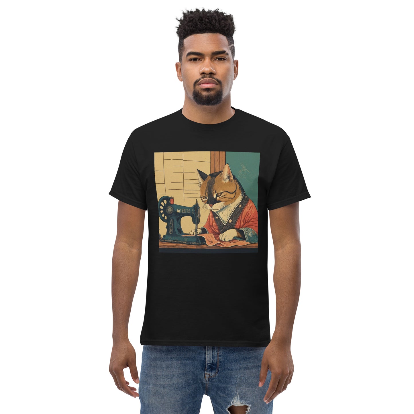 Men's T-shirt with "Sewing Cat" design – The Perfect Gift for People who Love to Sew