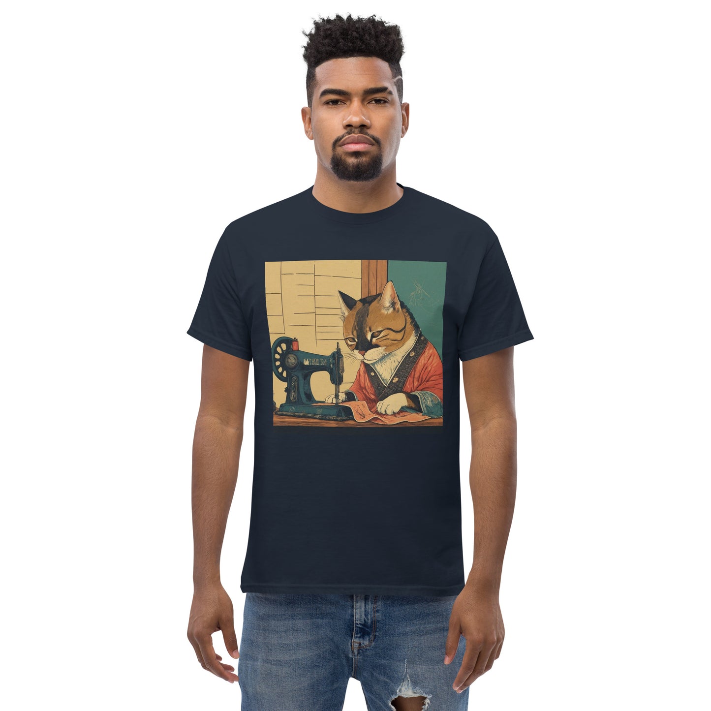 Men's T-shirt with "Sewing Cat" design – The Perfect Gift for People who Love to Sew