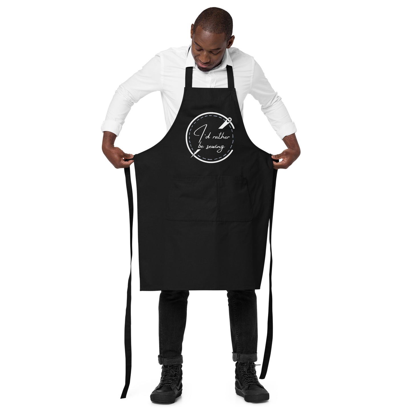 100% Organic Cotton Apron with 'I'd Rather Be Sewing' Print