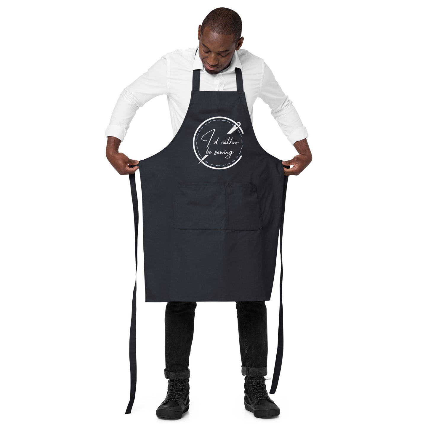 100% Organic Cotton Apron with 'I'd Rather Be Sewing' Print